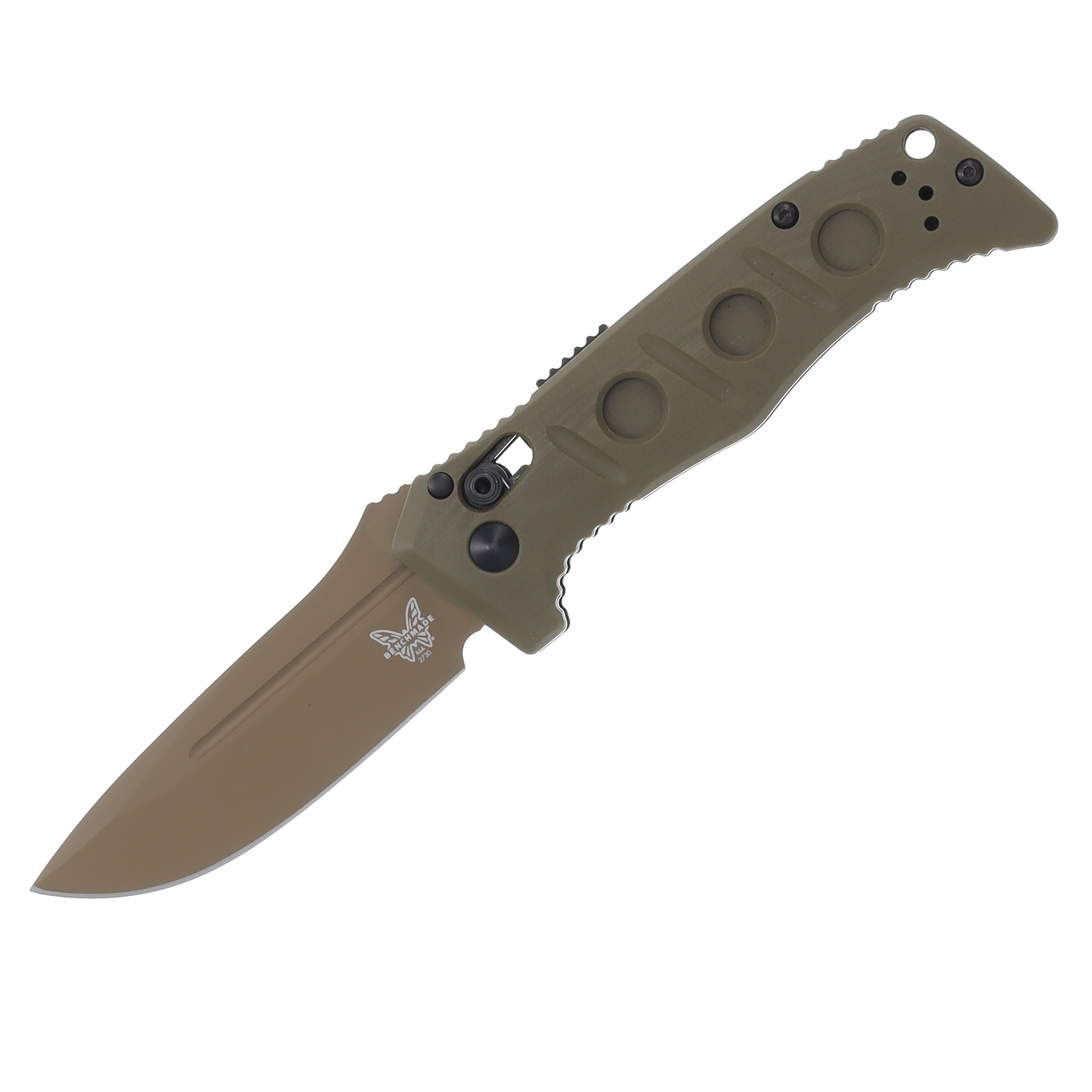 Benchmade Mini Adamas Out-The-Side Automatic Knife (CPM Cru-Wear | OD Green G-10) AUBM2730FE-2 View 1