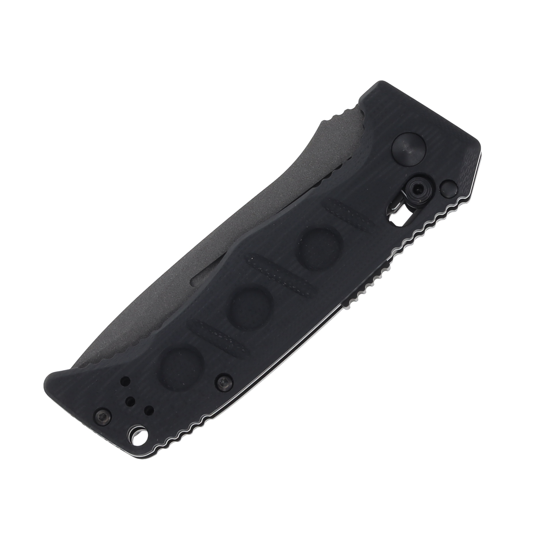 Benchmade Mini Adamas OTS Automatic Knife G-10 Black - 3.25in CPM Cru-Wear Tungsten Gray Drop Point Plain AUBM2730GY-1 View 3