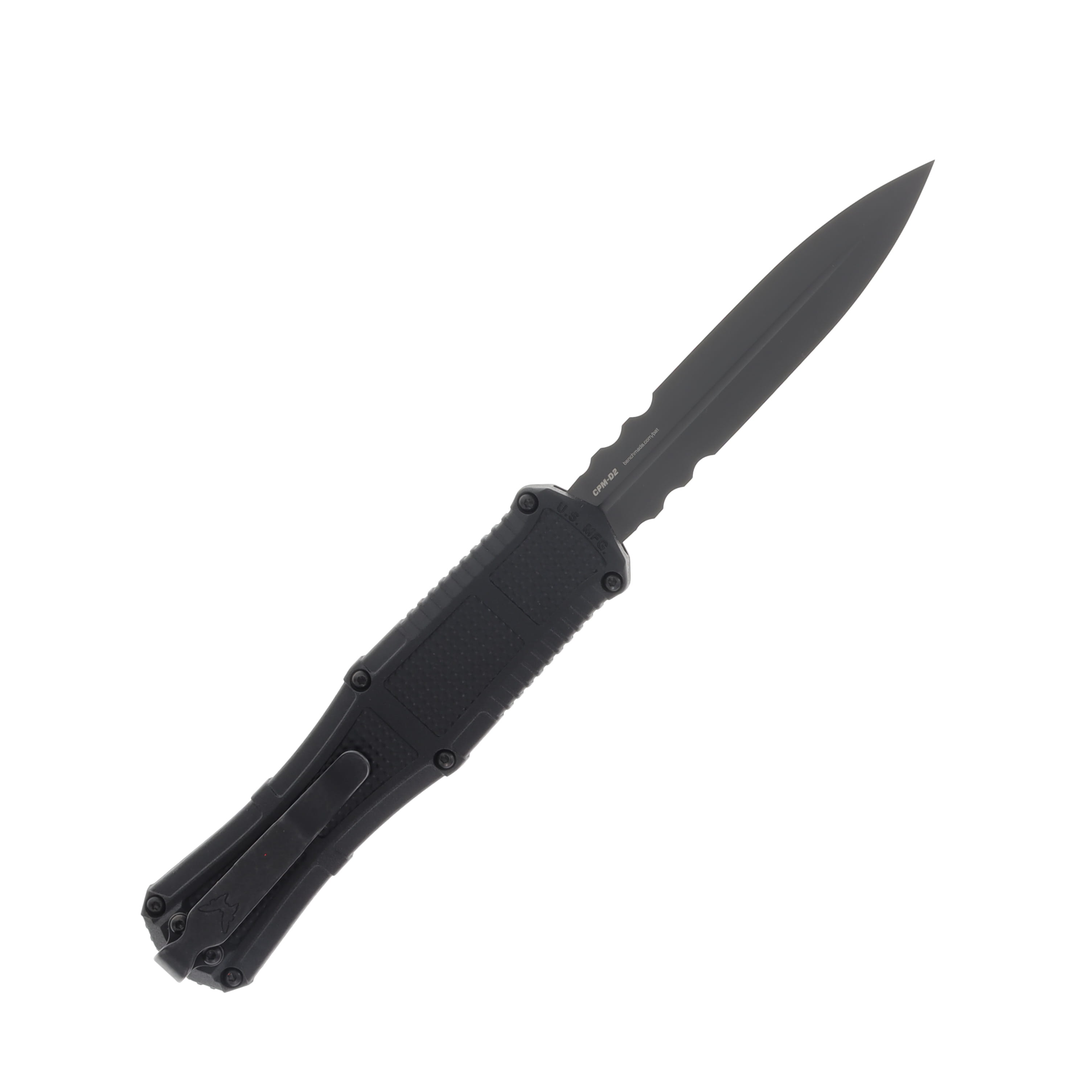 Benchmade Claymore OTF 3.89in Dual Serrated Smoke Gray CPM D2 Dagger AUBM3370SGY View 2