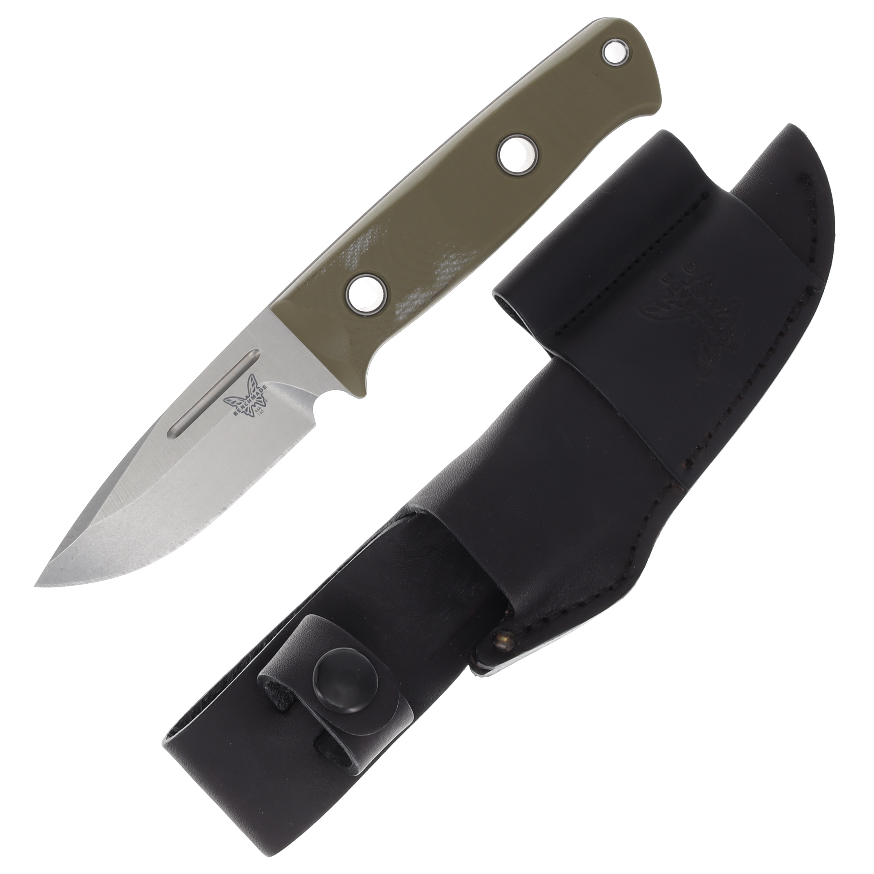 Benchmade 165-1 Mini Bushcrafter Fixed Blade Stonewash S30V Green G-10 BM165-1 View 1