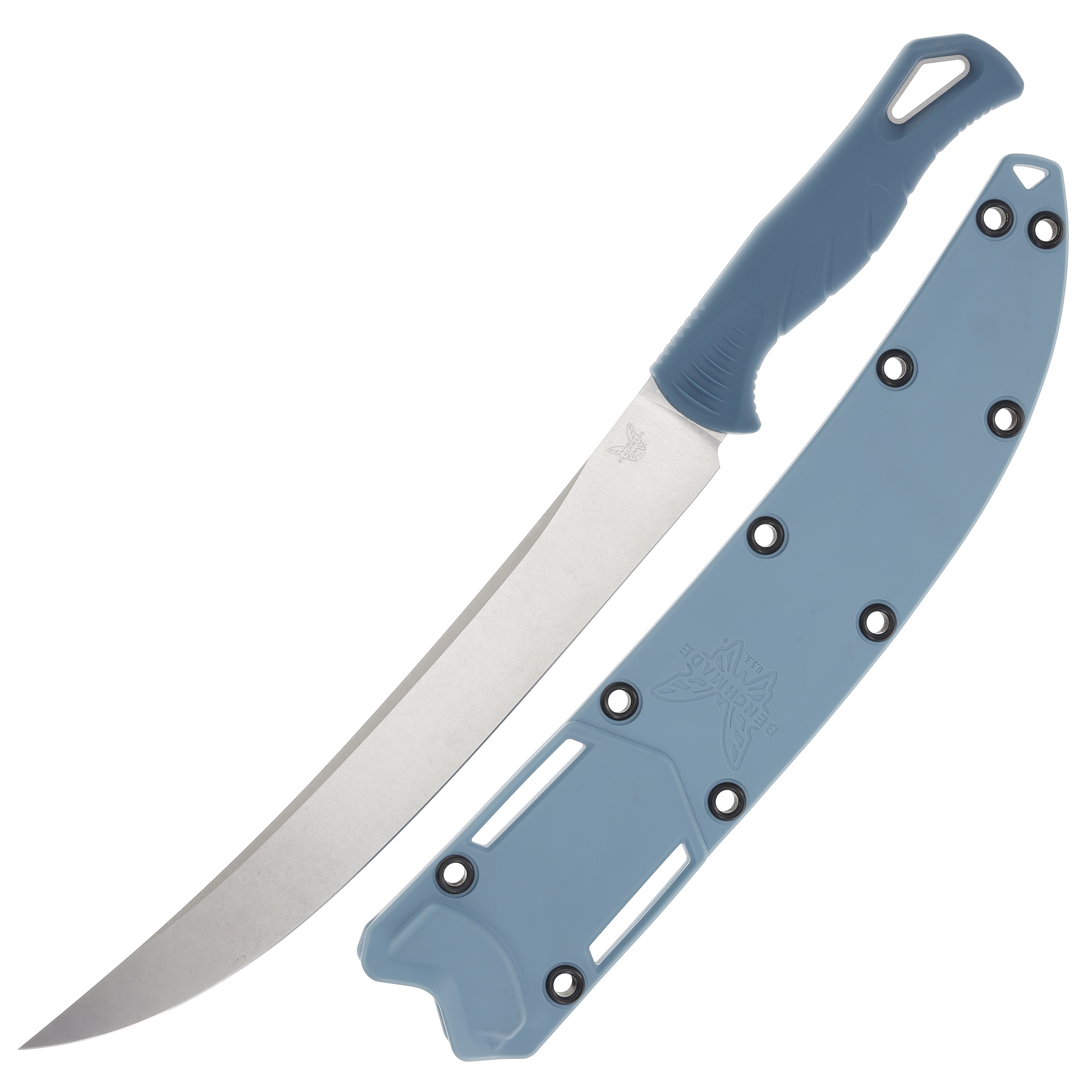 Benchmade Water Fishcrafter Fixed Blade Knife 9.05in Magnacut Stonewashed Depth Blue Santoprene BM18020 View 1