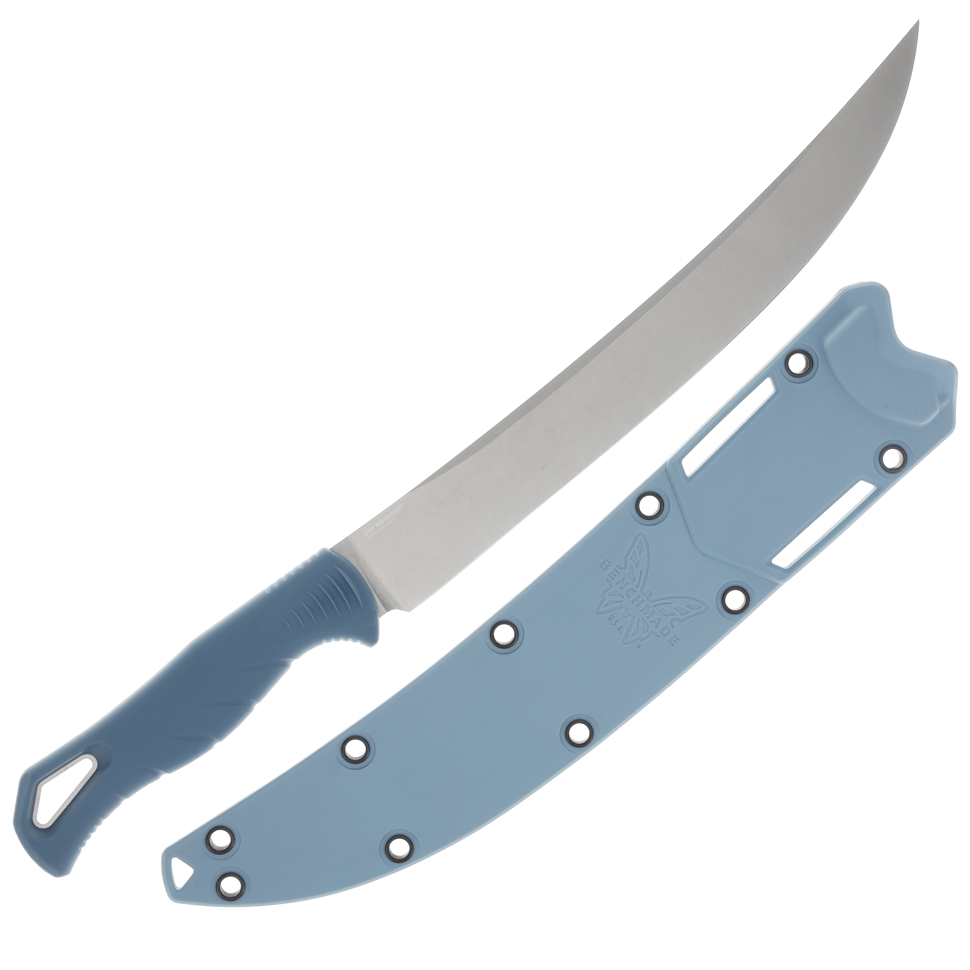 Benchmade Water Fishcrafter Fixed Blade Knife 9.05in Magnacut Stonewashed Depth Blue Santoprene BM18020 View 2