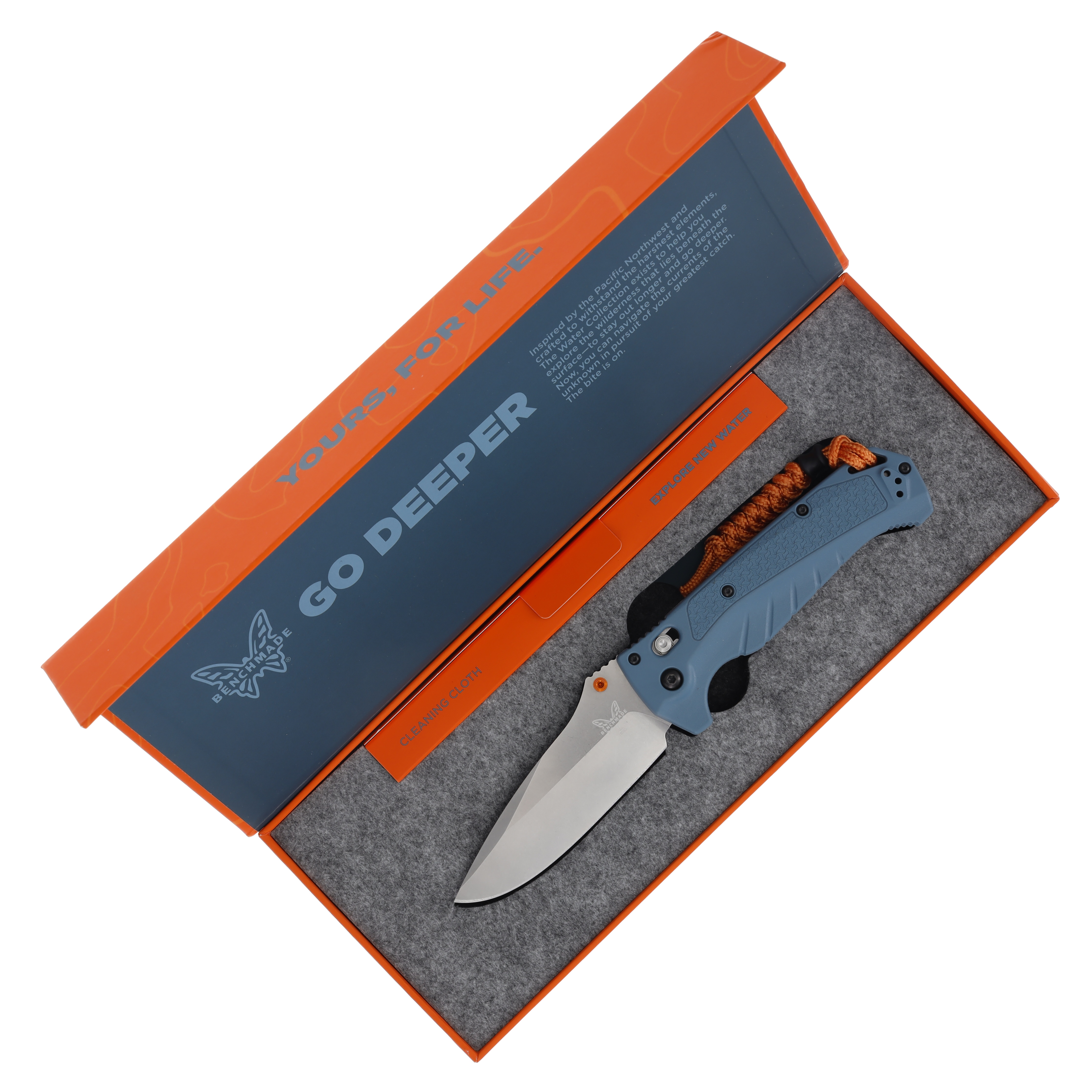 Benchmade Adira Folding Knife 3.88in Stonewash MagnaCut Depth Blue Grivory BM18060 View 6