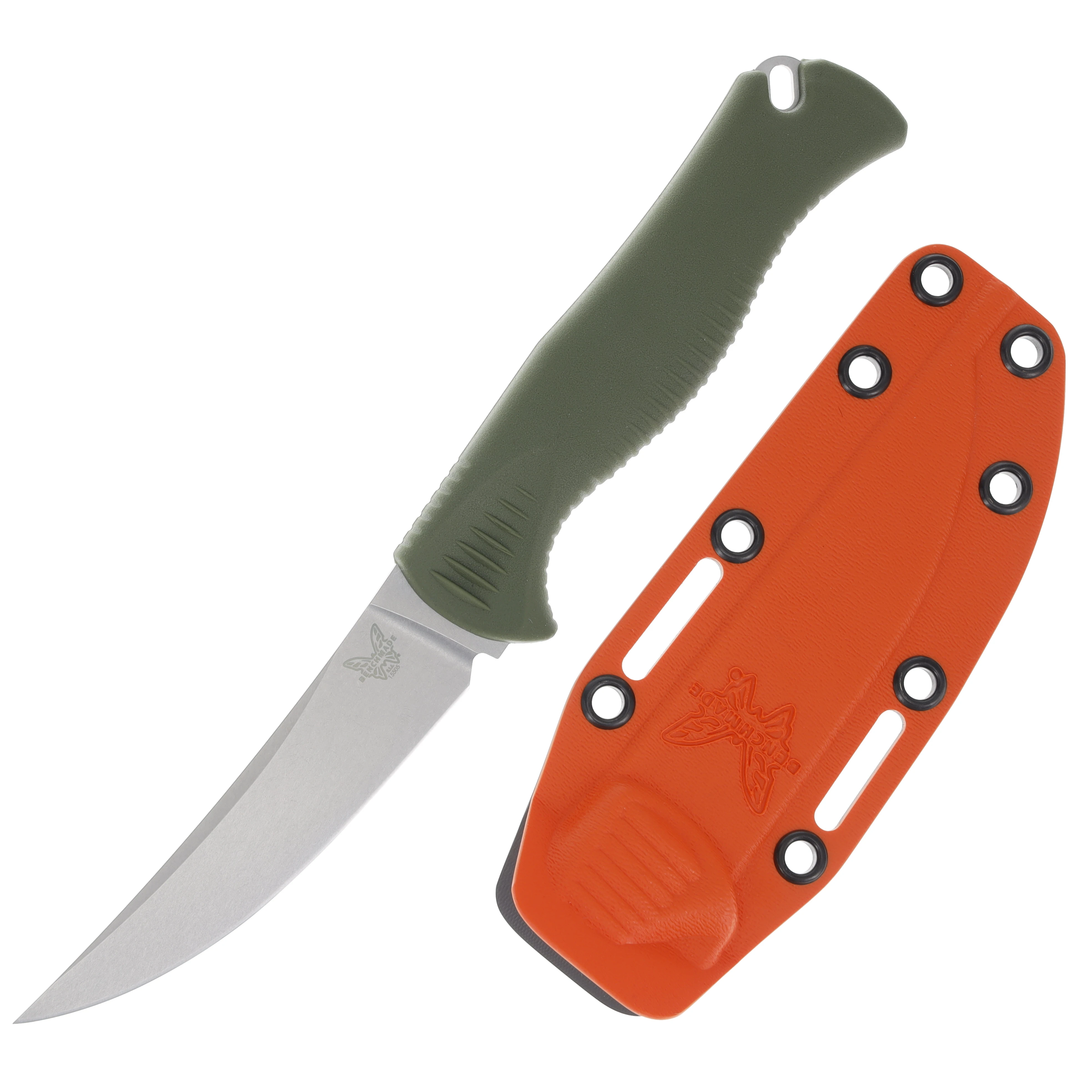 Benchmade Meatcrafter Dark Olive 4.01in Plain Stonewash Trailing Point BM15505 View 1