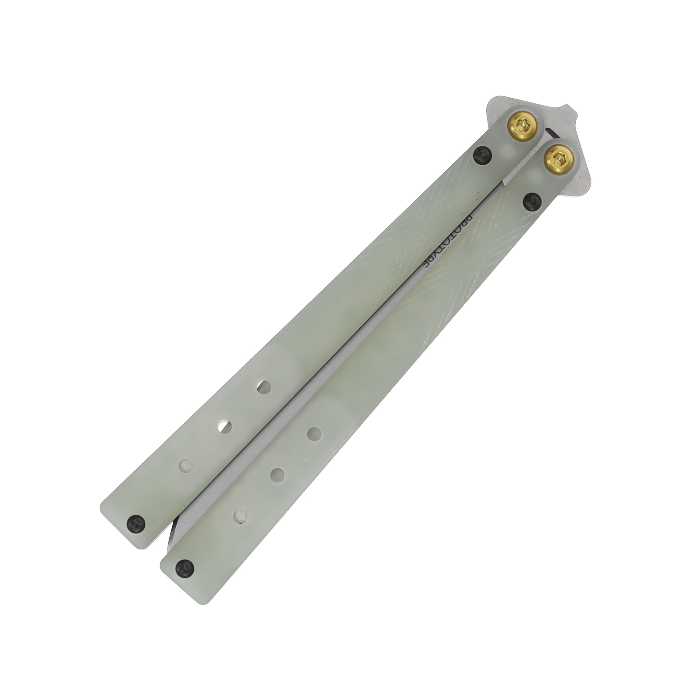 Benchmade 99 Necron Balisong 4.5in Plain Jade G 10 Gold TiCN BM99 View 7