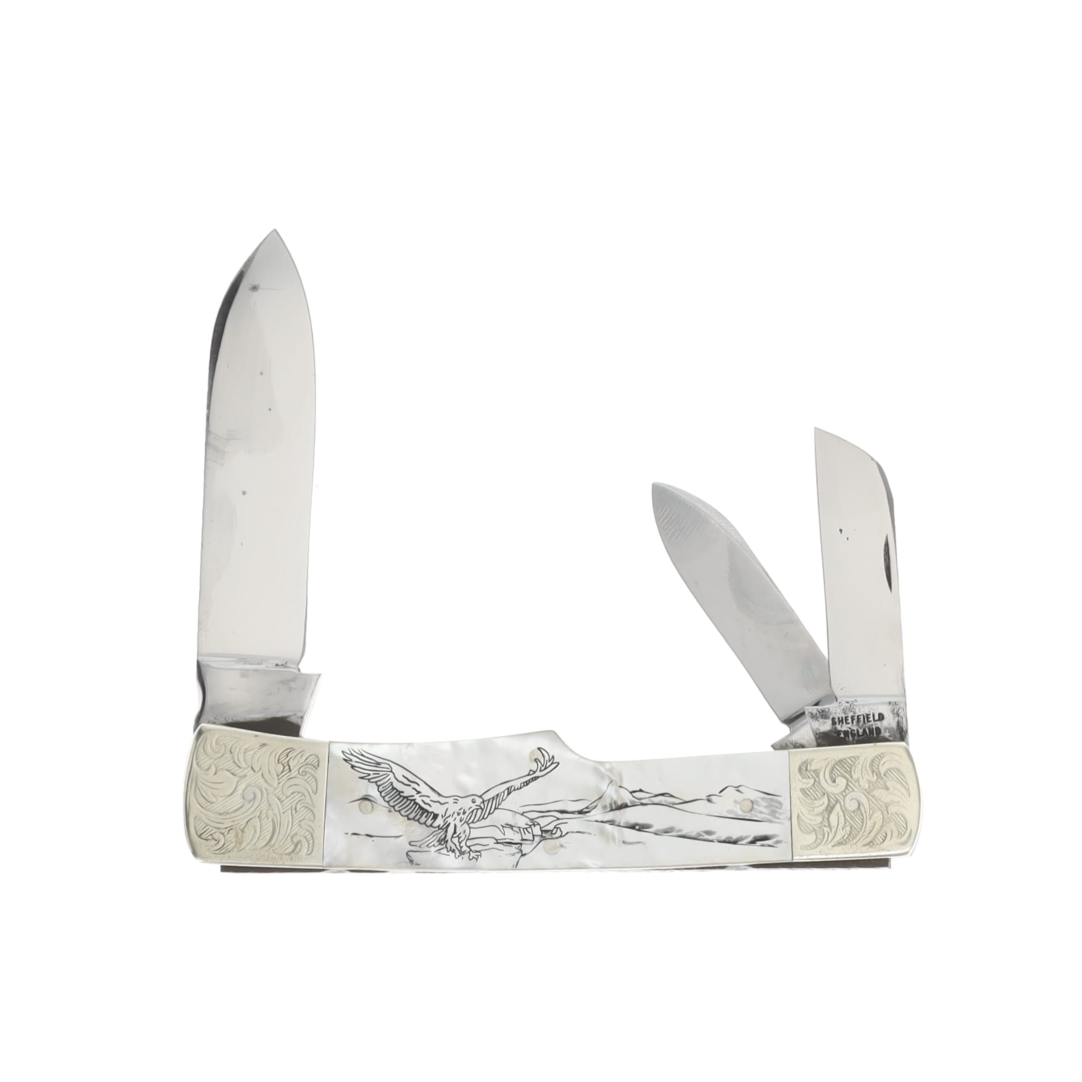 Coutel Custom 3 Blade Folding Knife Pearl Handles CL33118 View 1
