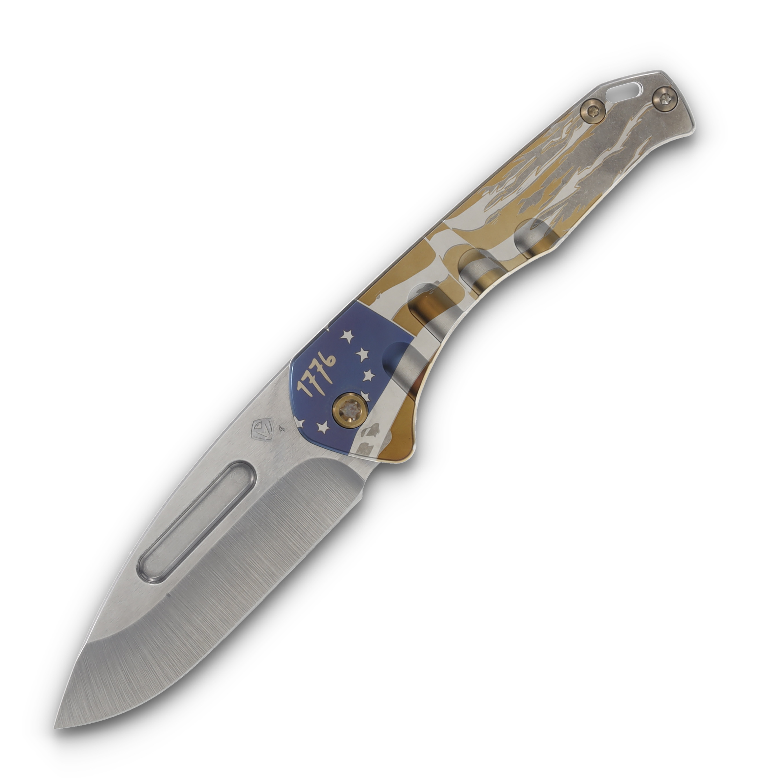 Medford Praetorian Slim Framelock Folding Knife (Tumbled S45VN | Tumbled Betsy Ross Flag | Bronze Hardware) MK2084TD-01TM-T1C1-Q4 View 1
