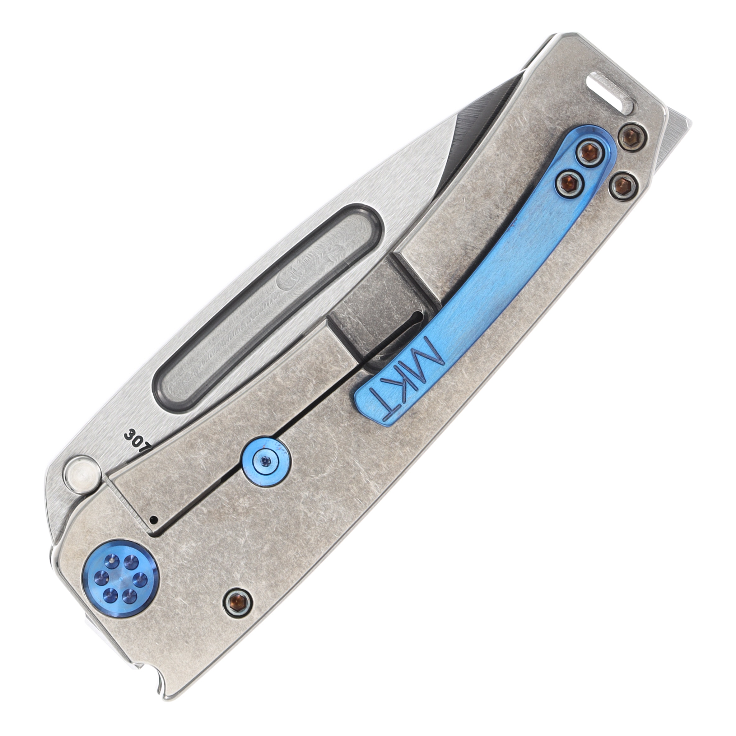 Medford Marauder-H Folding Knife Tumbled S45VN Drop Point/Tumbled Handles/Blue Hardware MK0454TD-01TM-T2C2-BN View 2