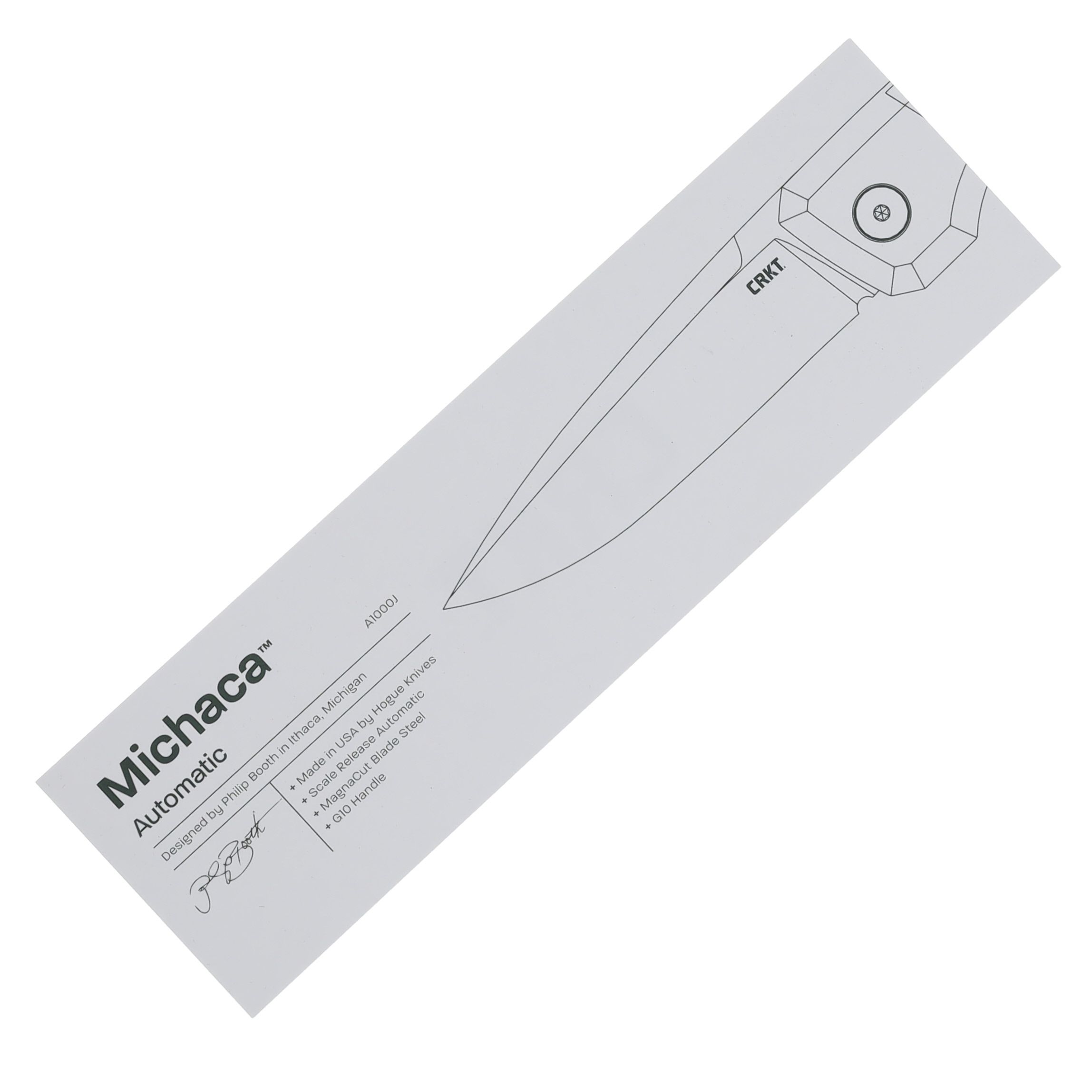 CRKT Michaca Out-the-Side Automatic Knife Bead Blast Magnacut Natural G-10 AUCRA1000J View 9