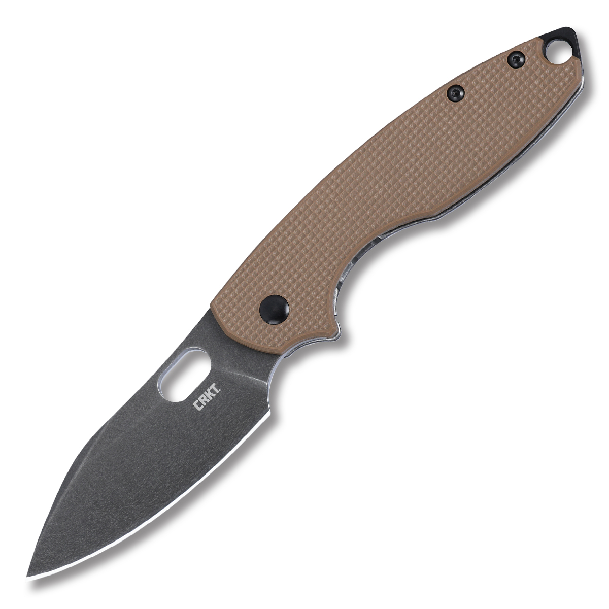 CRKT Pilar III Earth Brown 2.97 Inch Plain Black Stonewash Drop Point CR5317B View 1