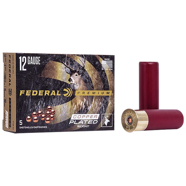 Federal Premium Vital-Shok 12 Gauge Shotshell 5 Rounds 3in 15 Pellet 1-7/8oz 00 Copper Plated Lead Buckshot P15800 View 1