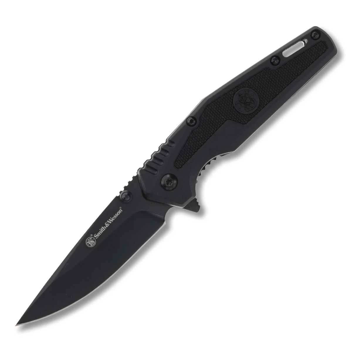 Smith & Wesson SWAT Spring Assisted Knife 3in Plain Black Drop Point 1205909 View 1