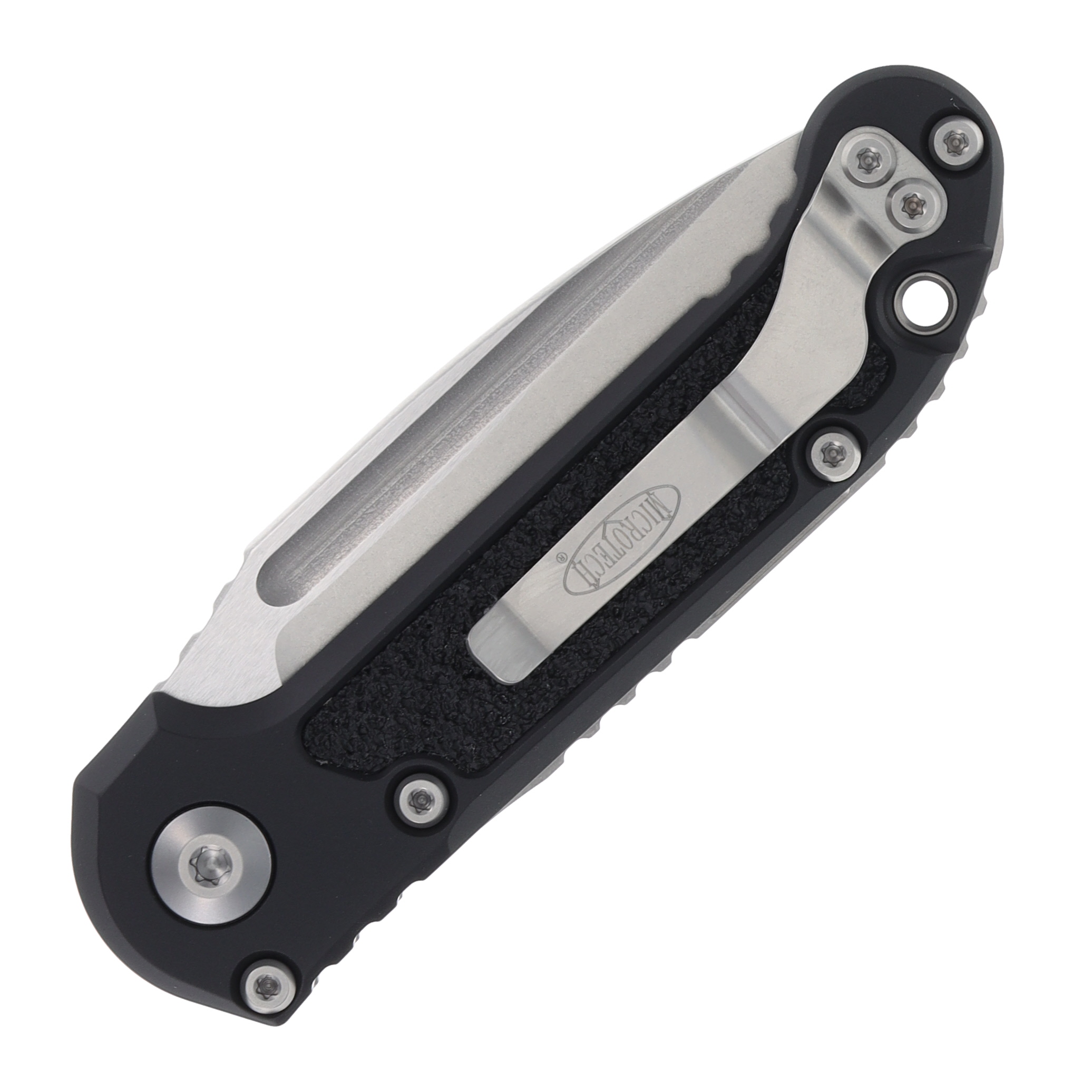 Microtech LUDT Automatic Knife 3.42" Stonewash Bohler M390MK Drop Point Black AUMT113510 View 4