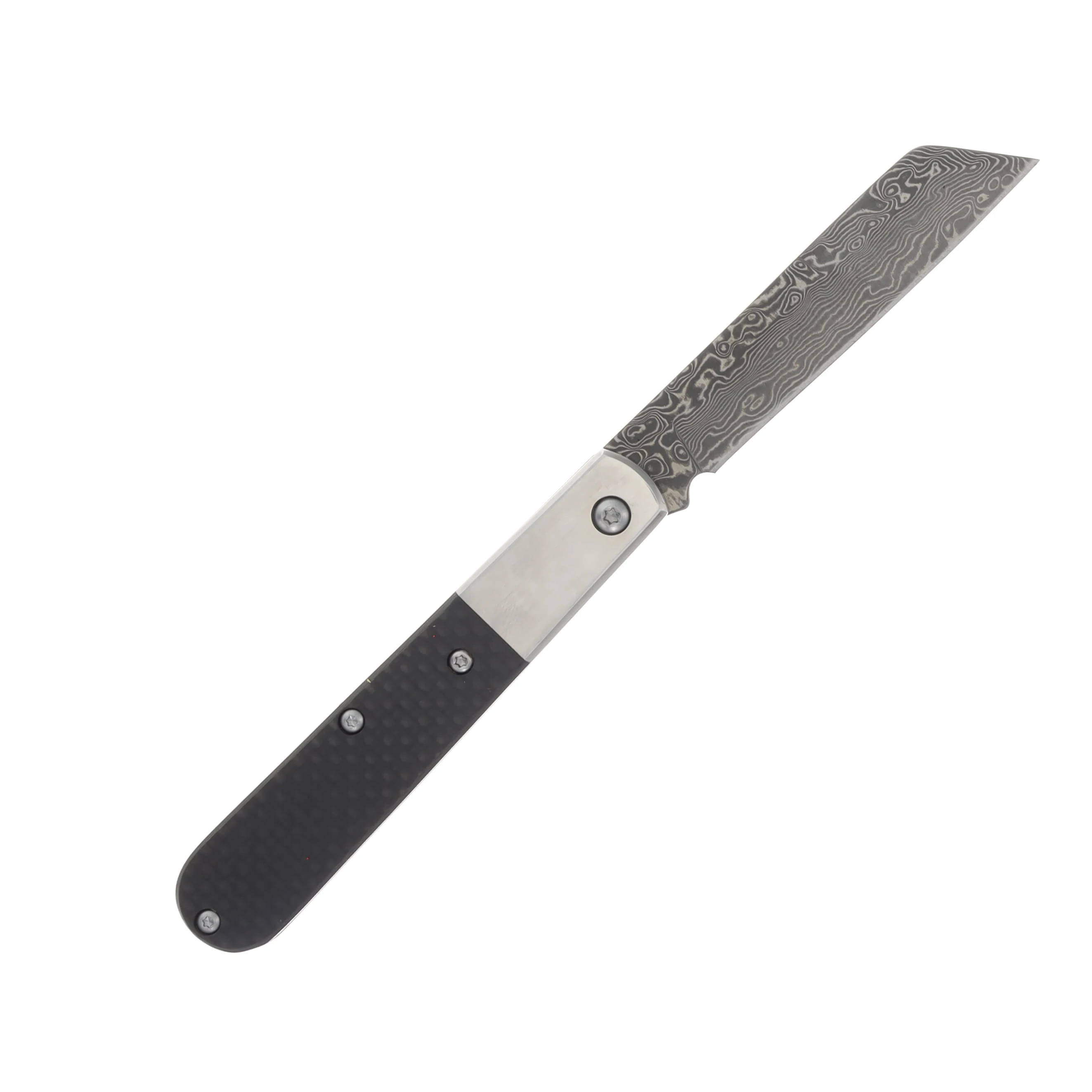 Bear & Son 4in Carbon Fiber Damascus Sheepsfoot Barlow BRMCF180D View 2