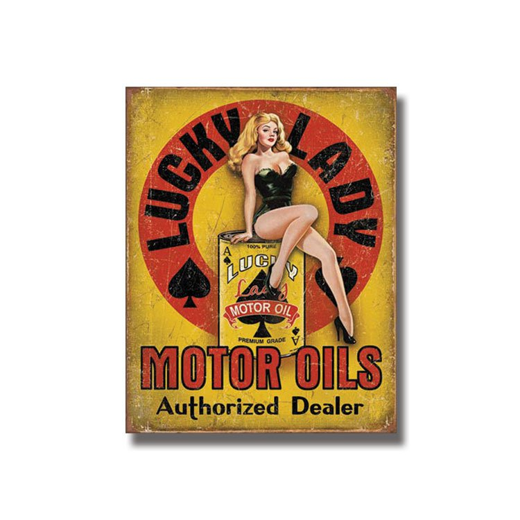 Lucky Lady Motor Oil Tin Sign SG1998 View 1
