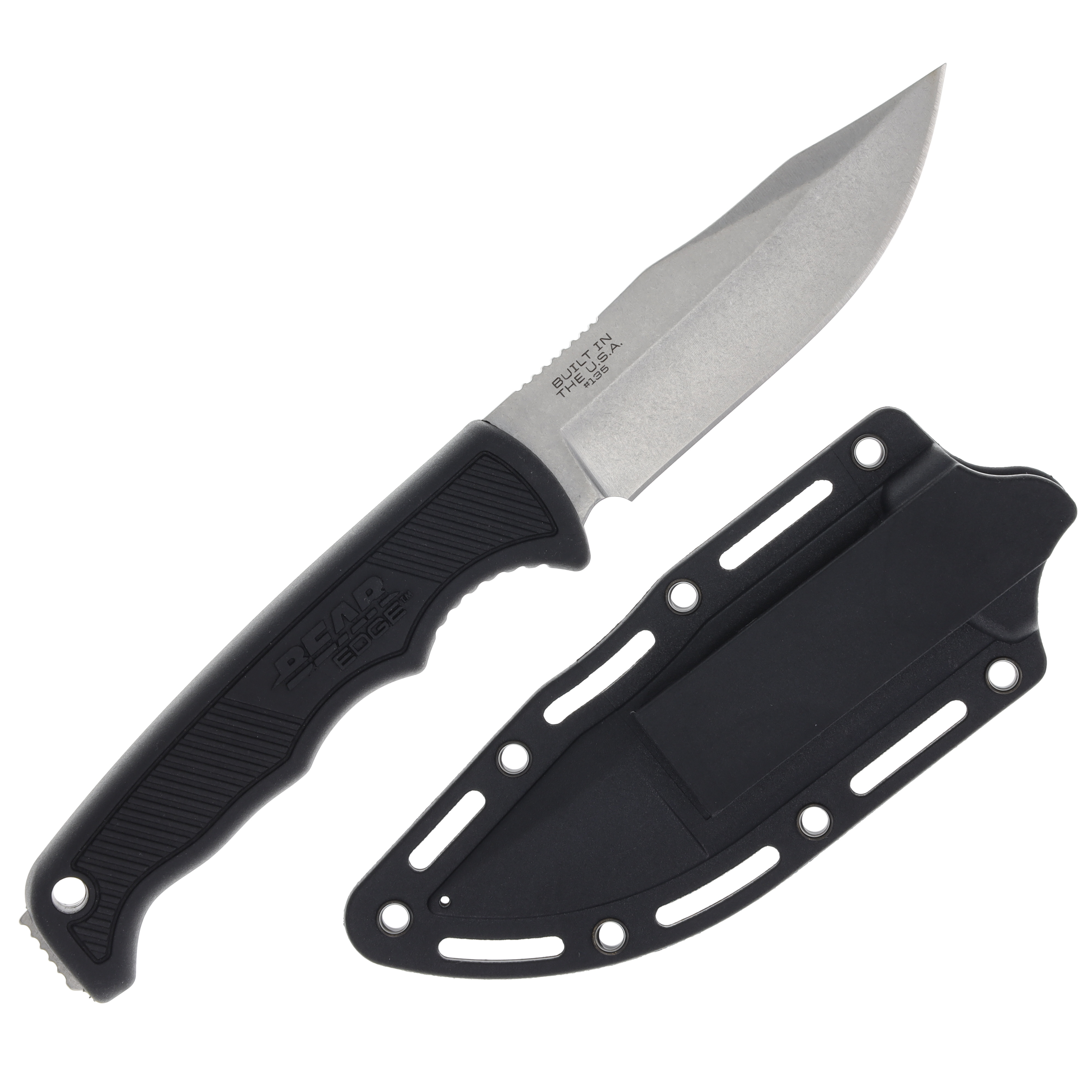 Bear & Son Cushioned Utility Grip 3.62 Inch Plain Satin Clip Point BR61135 View 2