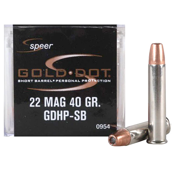 CCI Speer Gold Dot Short Barrel Ammo PD 22 WMR Ammunition Brass 50 Rounds 40 Grain GDHP 0954 View 1