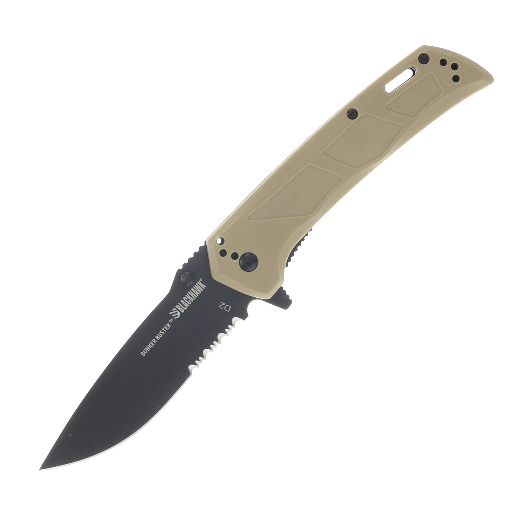 Blackhawk Bunker Buster Folding Knife DLC Drop Point D2/Tan Zytel BHBB401TN View 1