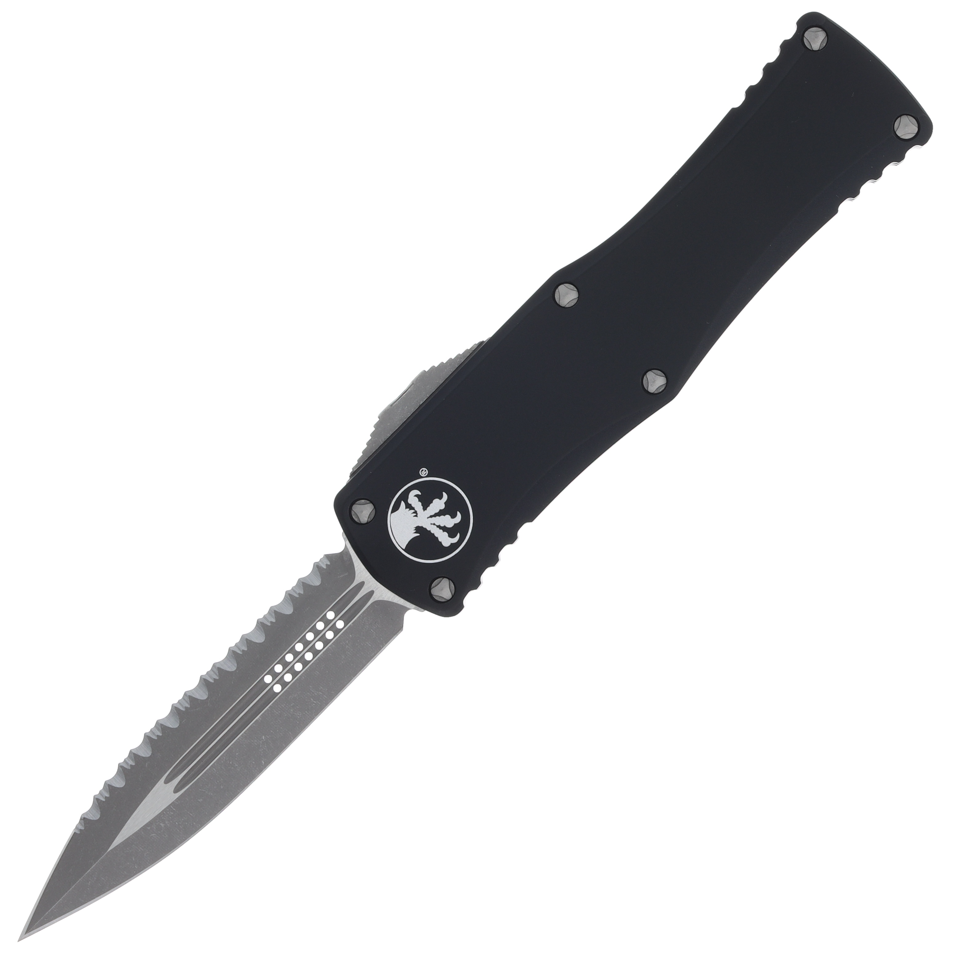 Microtech Hera OTF Automatic 3" Serrated Apocalyptic Dagger Black View 1