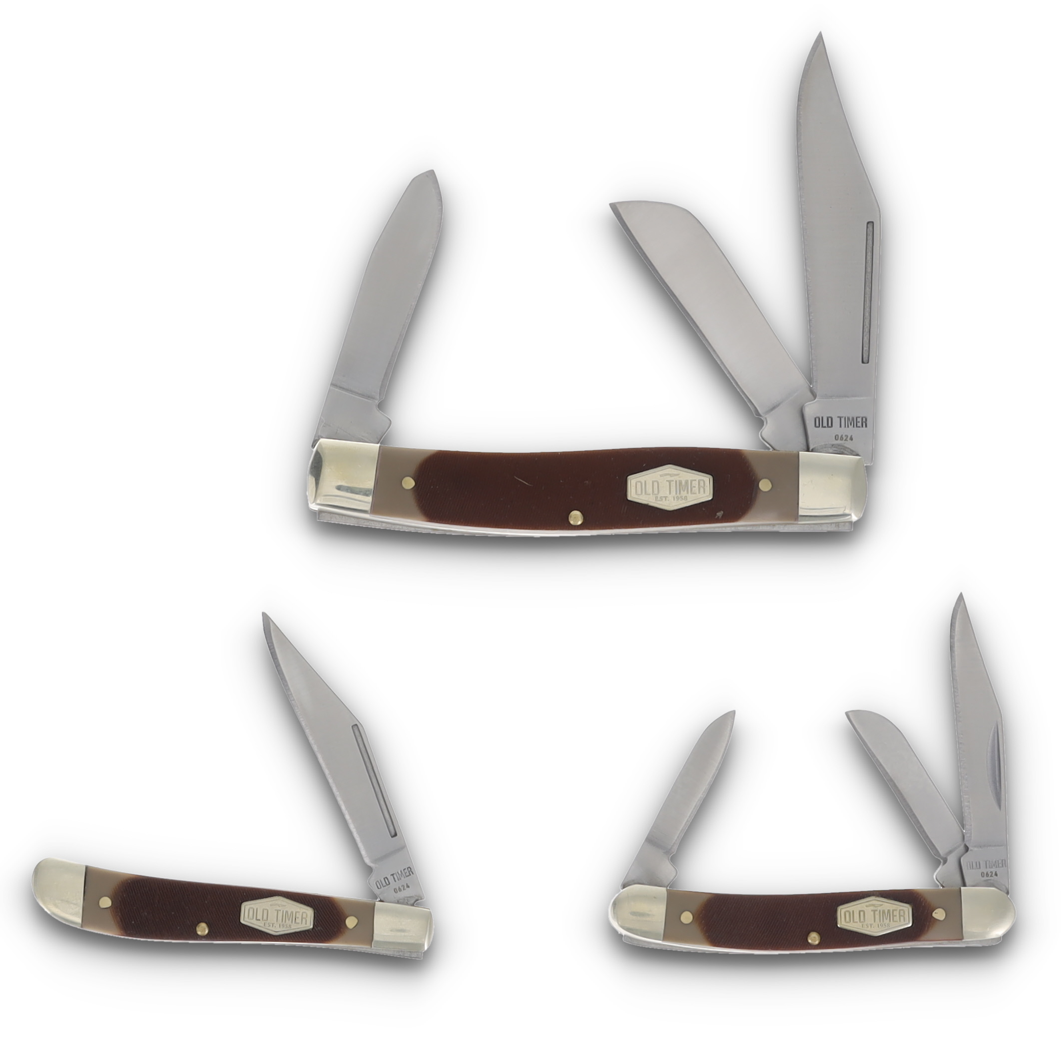 Old Timer 3pc Sawcut Bone Pocket Knife Set With Gift Tin 1207768 View 1