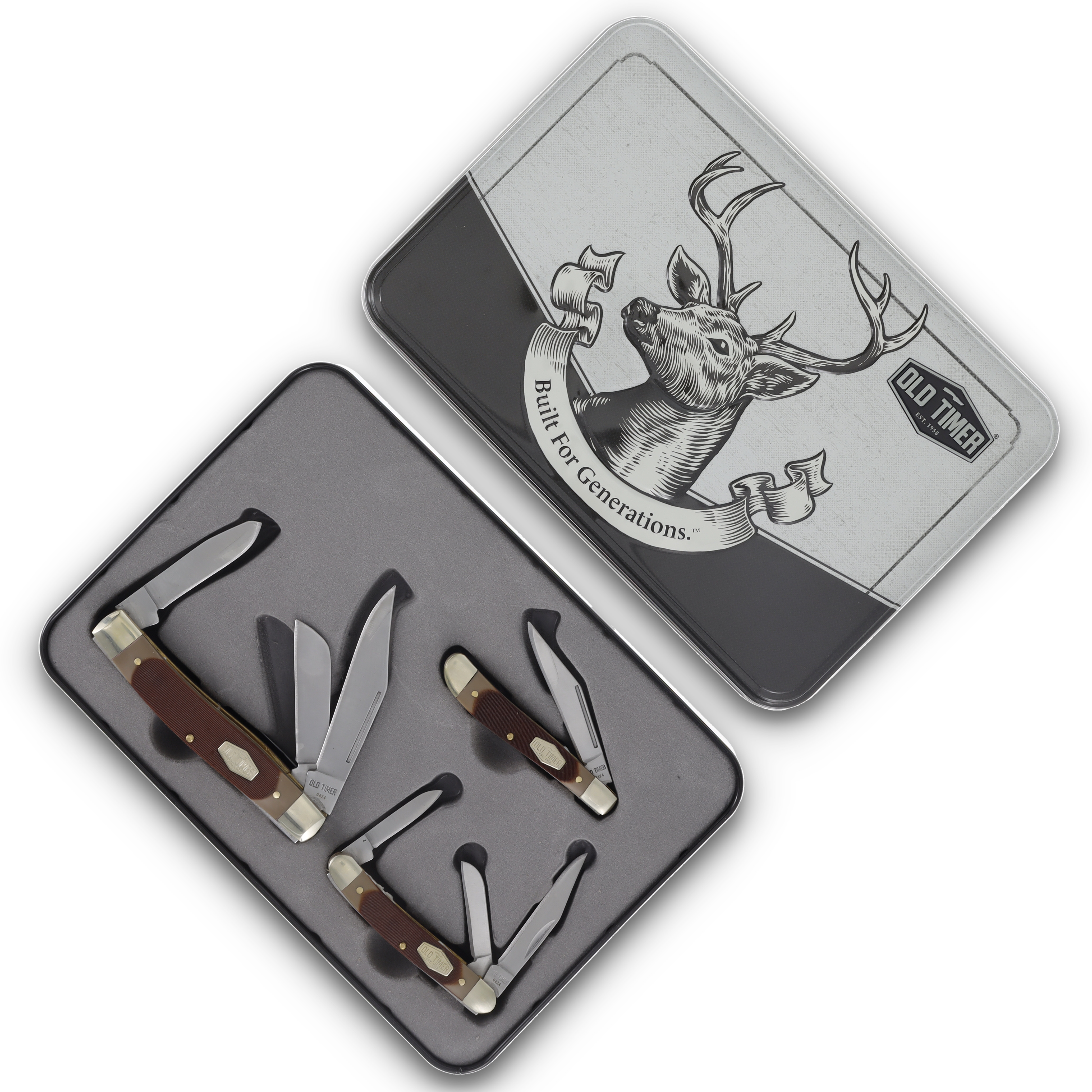 Old Timer 3pc Sawcut Bone Pocket Knife Set With Gift Tin 1207768 View 3