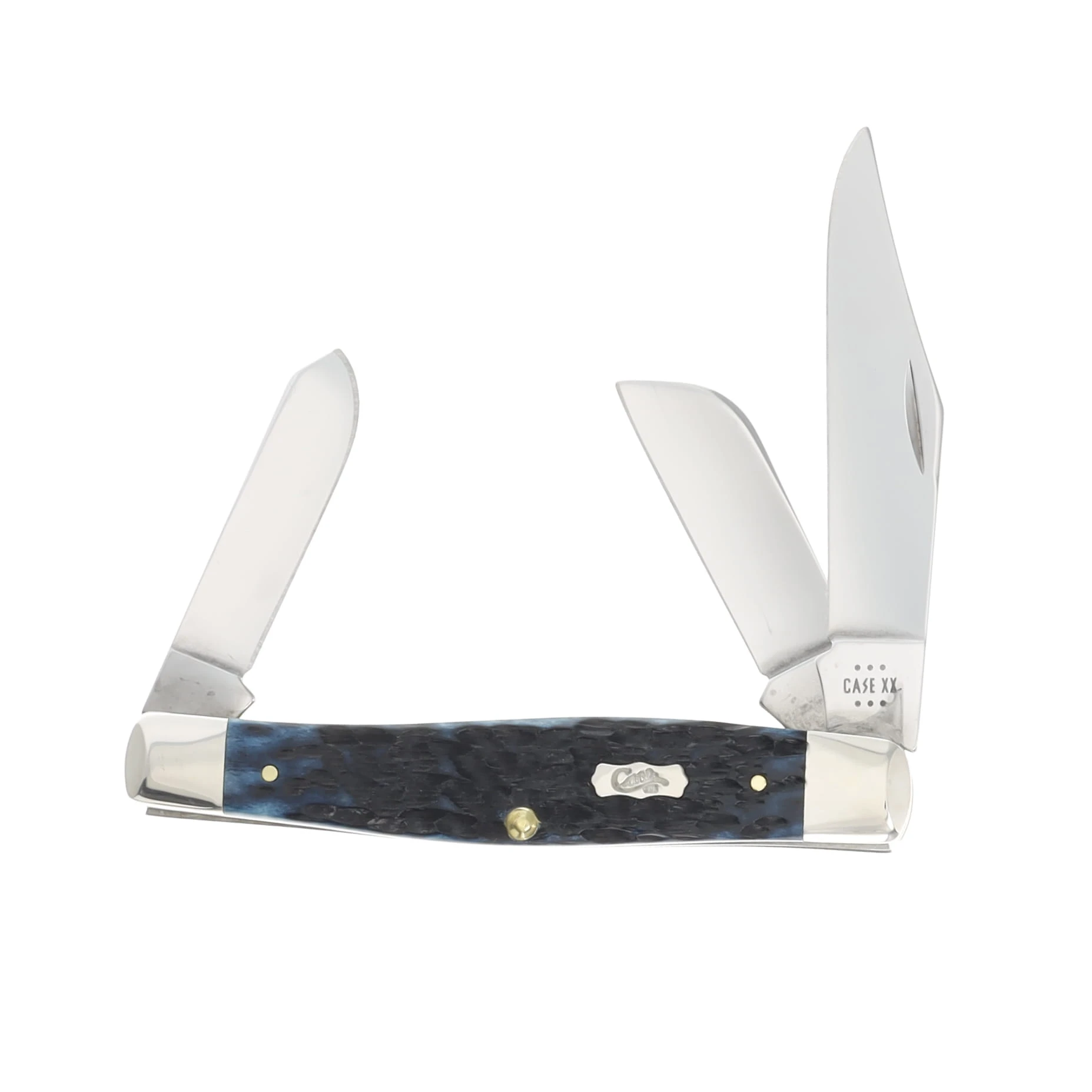 Case Mediterranean Blue Pocket Worn Large Stockman Folding Knife CA51861 View 1