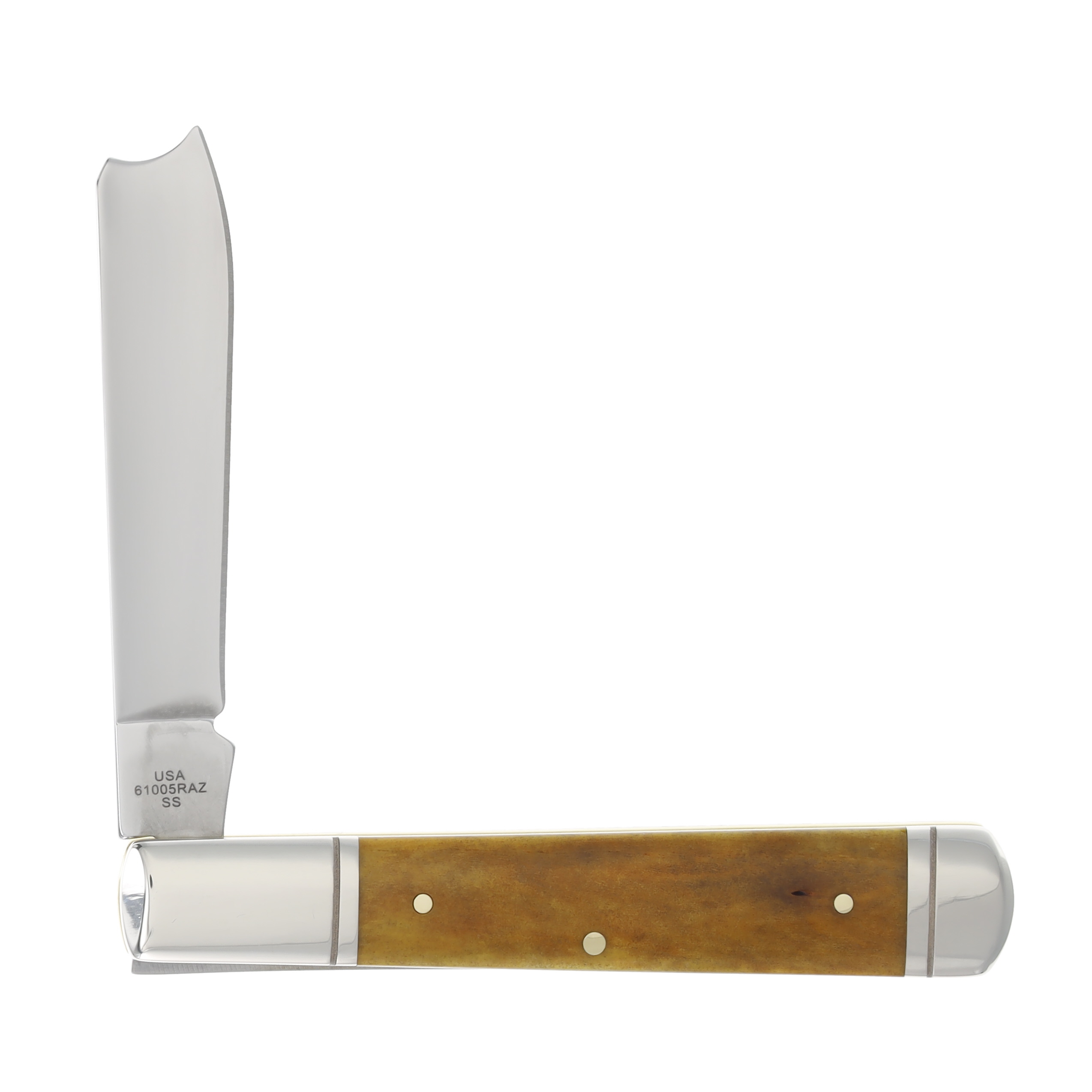 Case XX Smooth Antique Bone Fluted Bolsters 05 Razor Pattern View 2