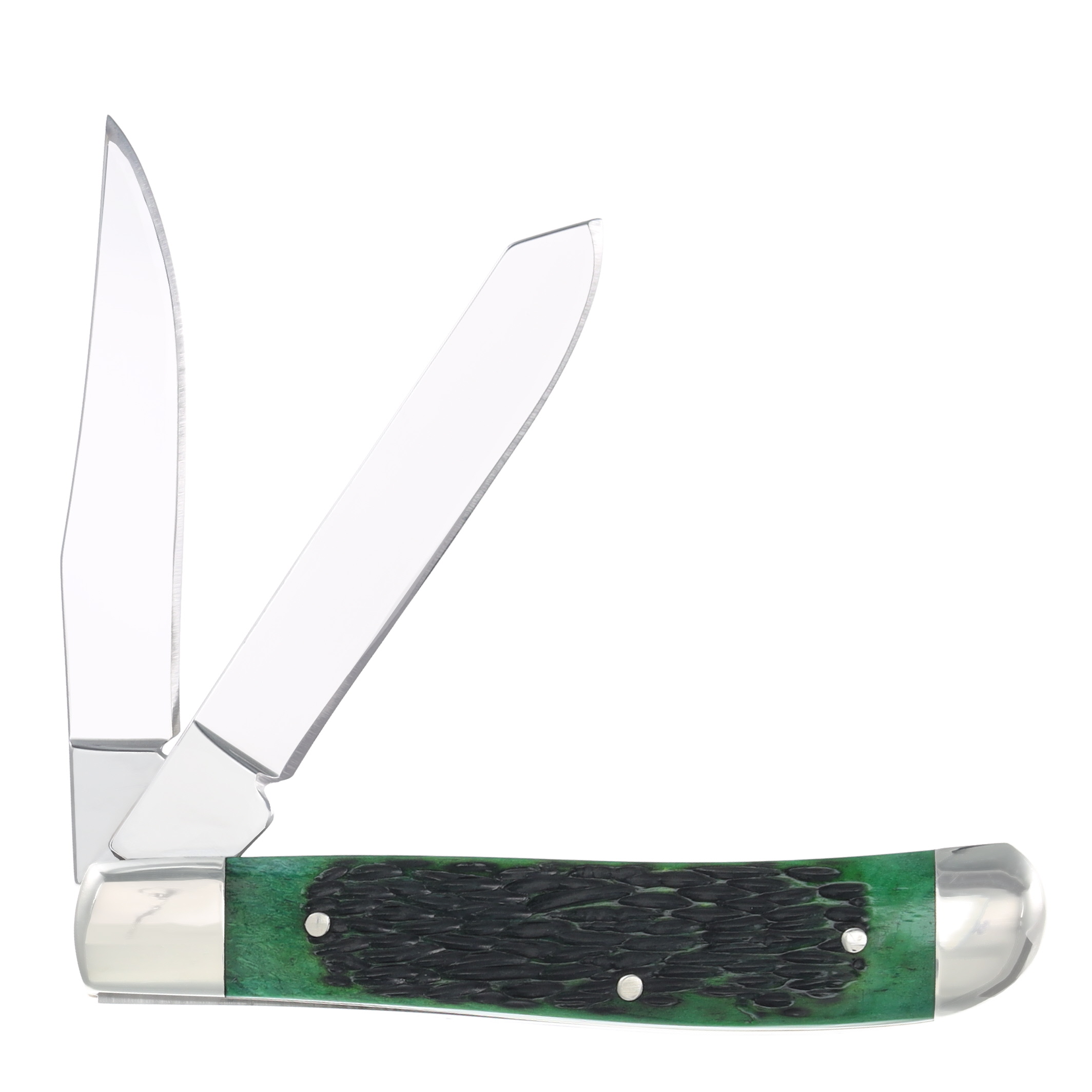 Queen Cutlery Green Jigged Bone Mini Trapper 3.5" Closed QGPSB07 View 2