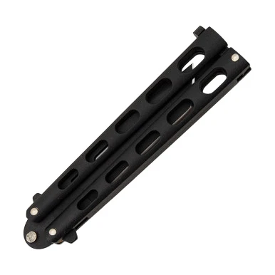 Bear & Son Balisong Knife 3.37in Plain Edge Black Carbon BR115TANB View 3