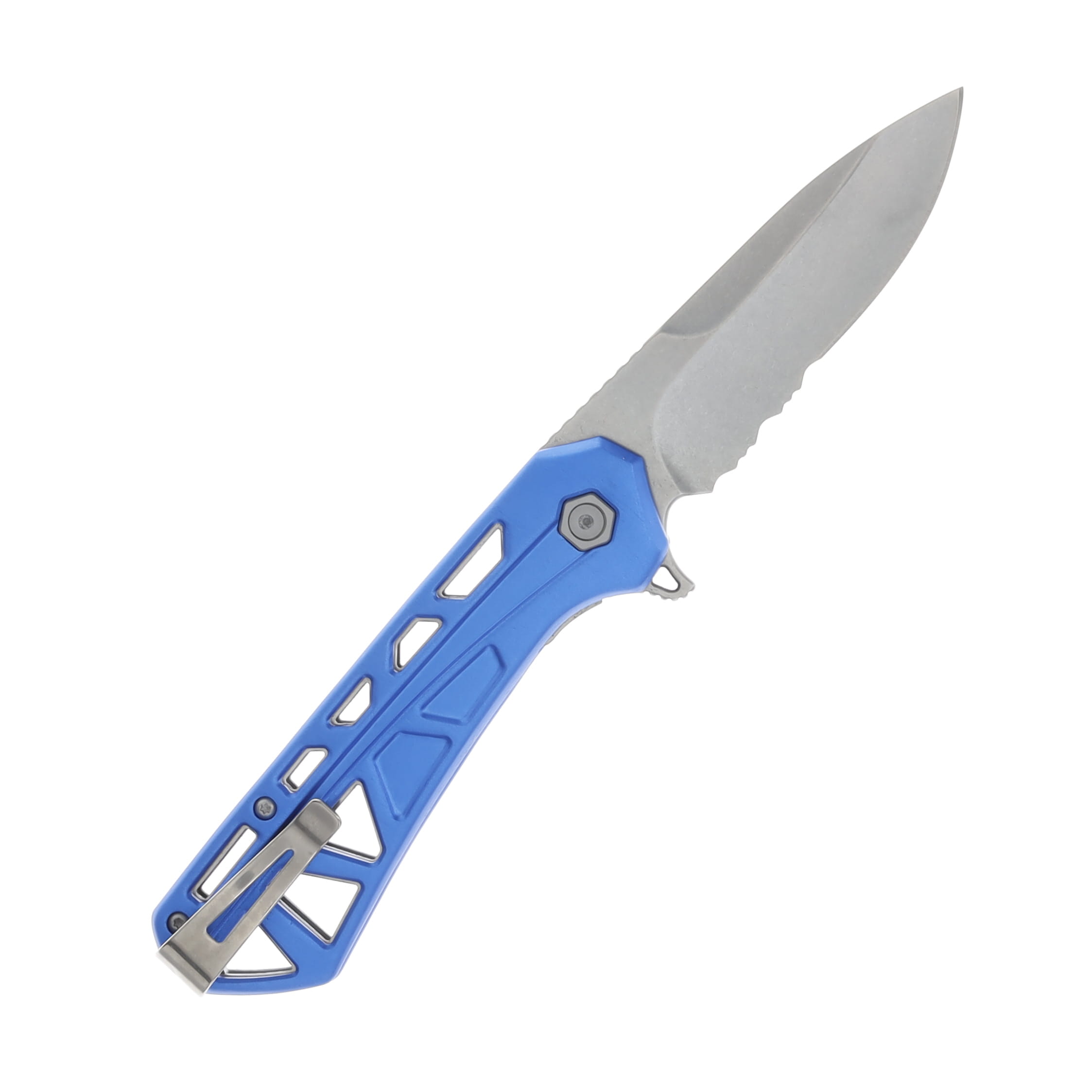 Buck 812 Trace Folding Knife Blue 3.23in Partially Serrated Drop Point BU13754 View 2