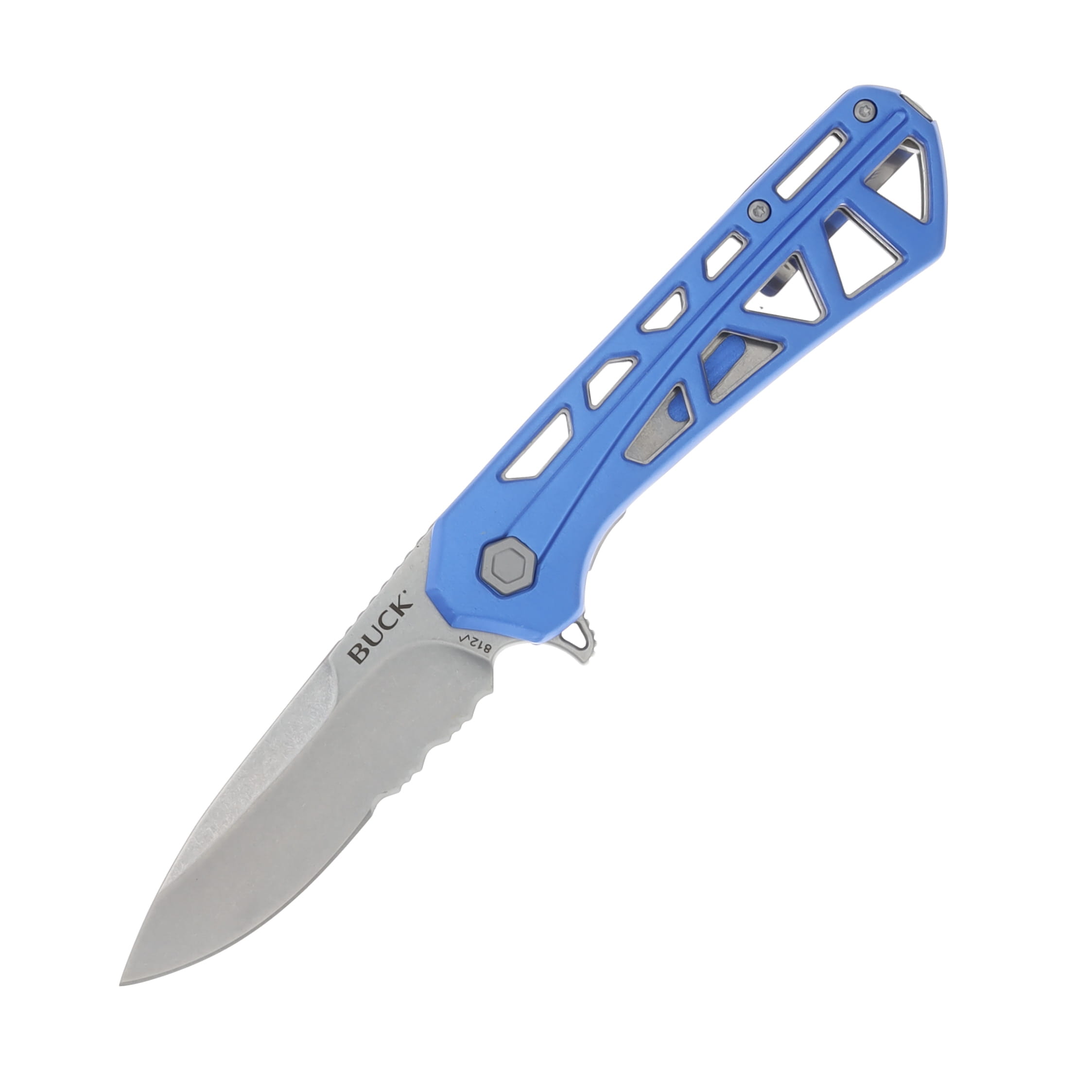 Buck 812 Trace Folding Knife Blue 3.23in Partially Serrated Drop Point BU13754 View 1