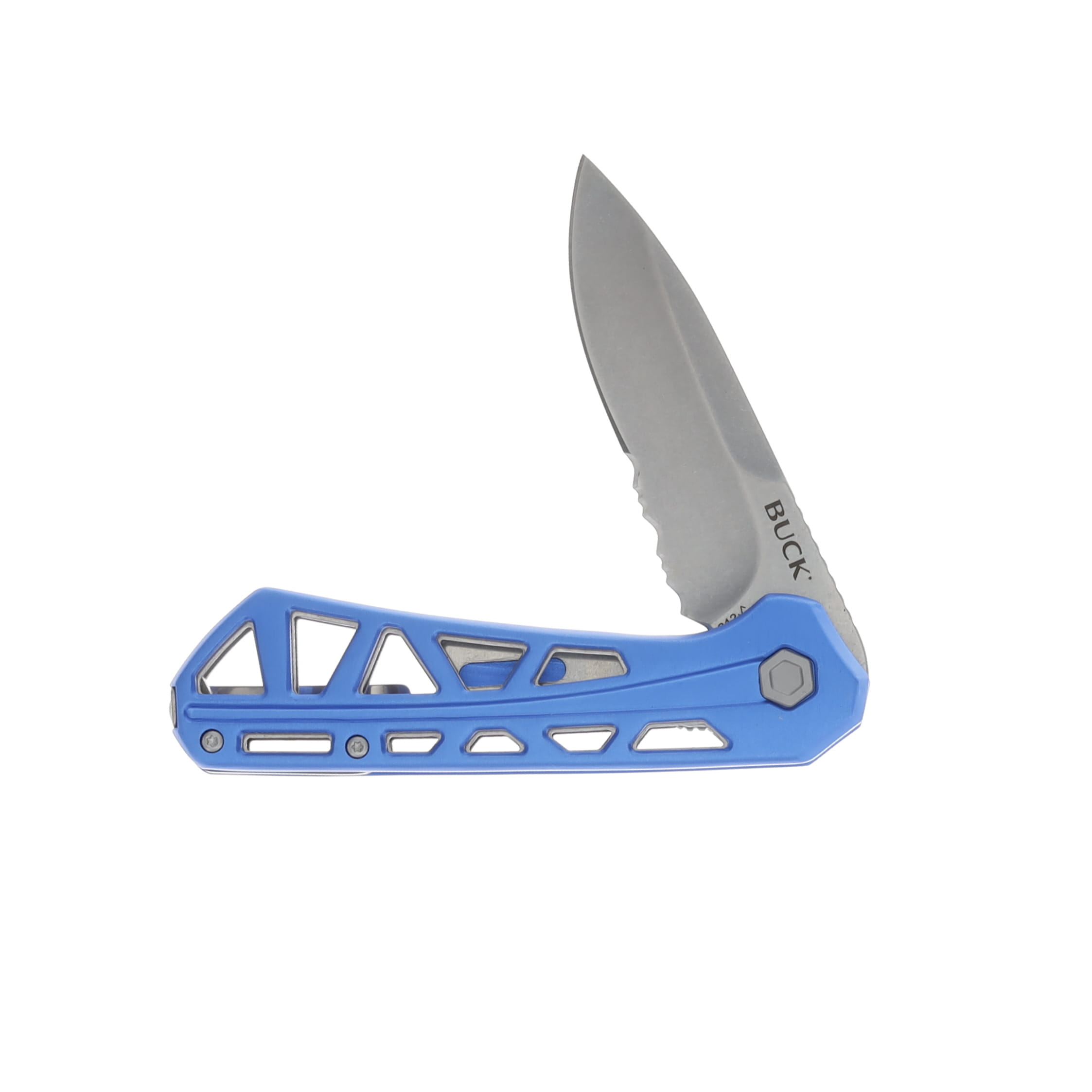 Buck 812 Trace Folding Knife Blue 3.23in Partially Serrated Drop Point BU13754 View 3