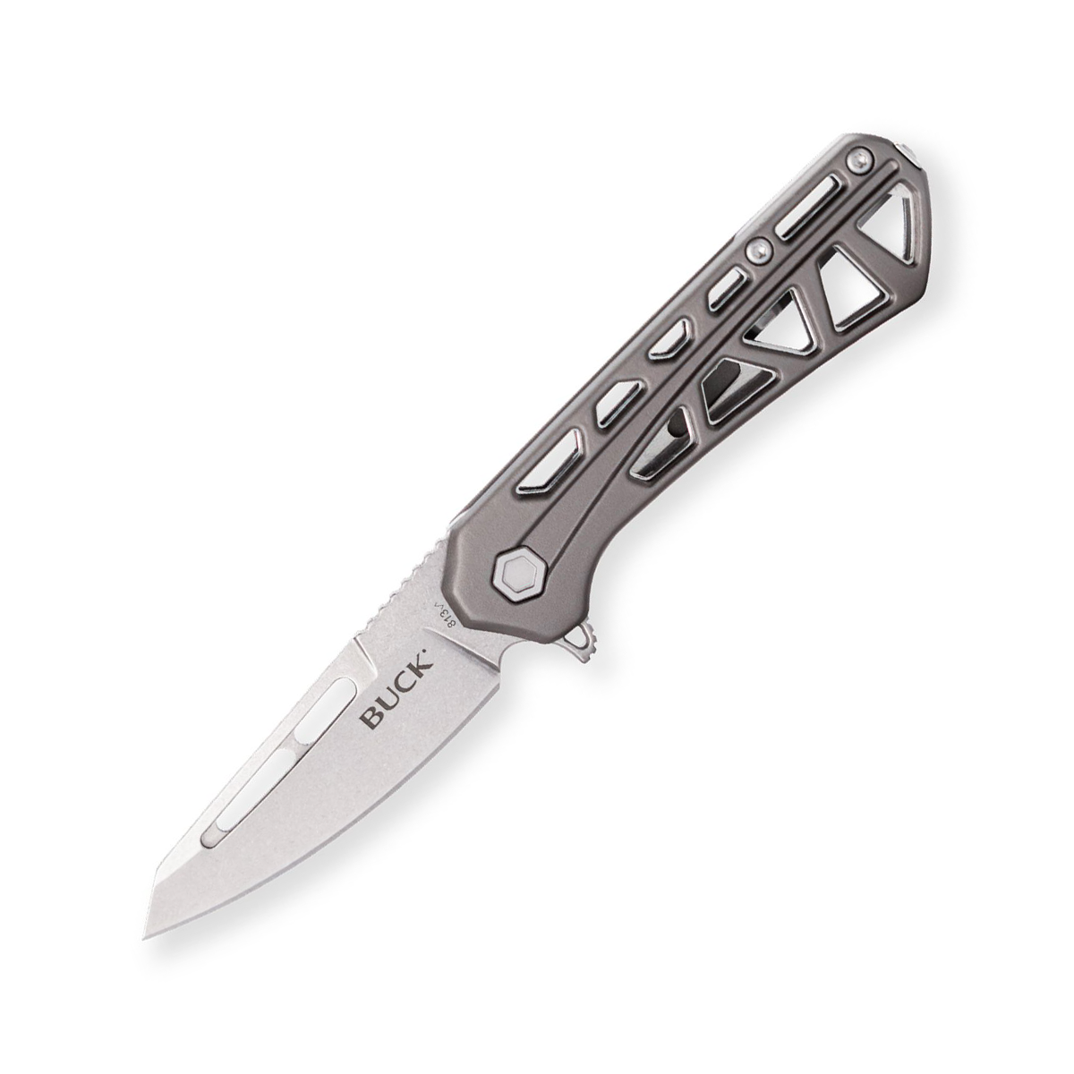Buck 813 Mini Trace Ops Folding Knife Gray 2.43 Inch Plain Satin Tanto BU13760 View 1