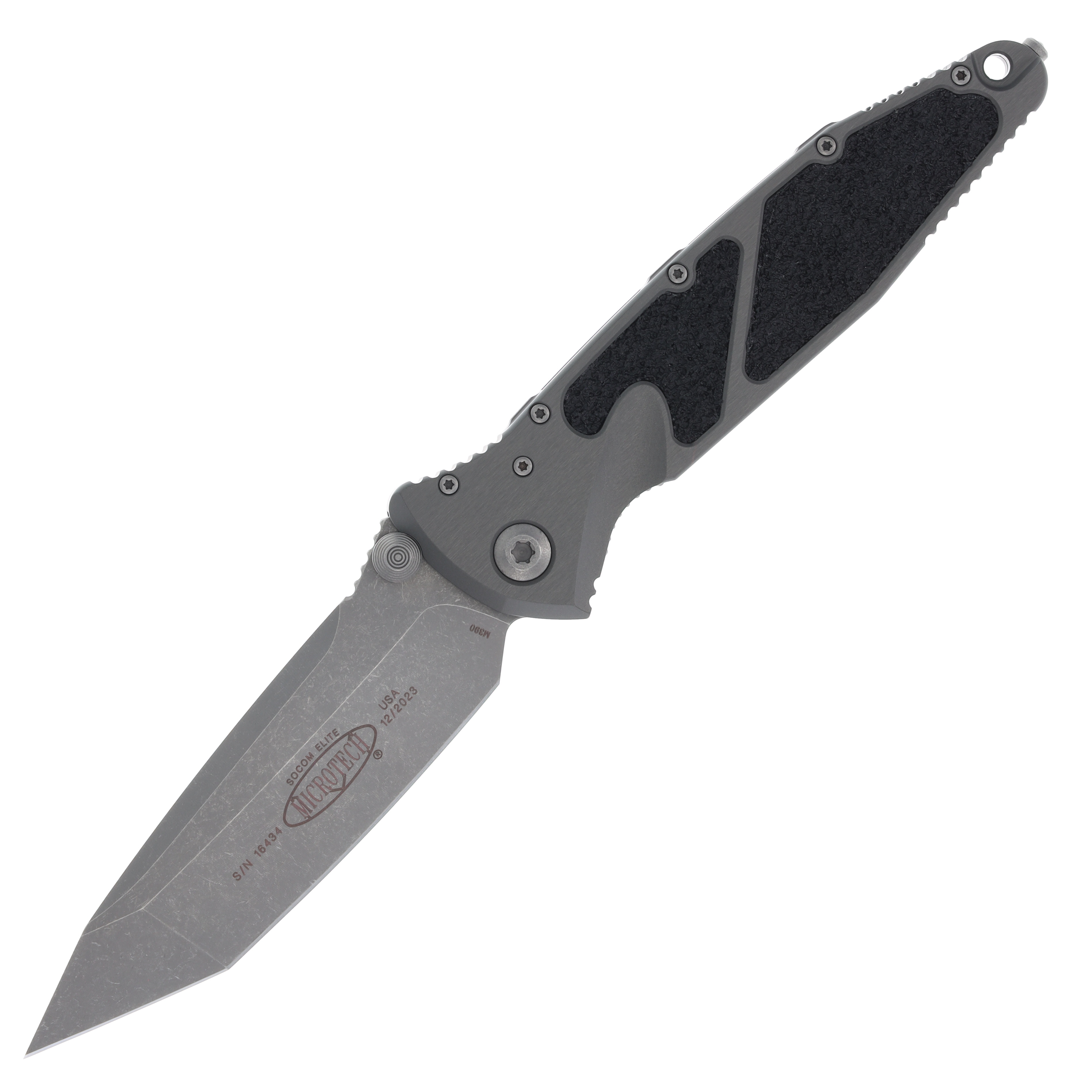 Microtech SOCOM Elite Gray – Black 3.98in Plain Apocalyptic Tanto View 1