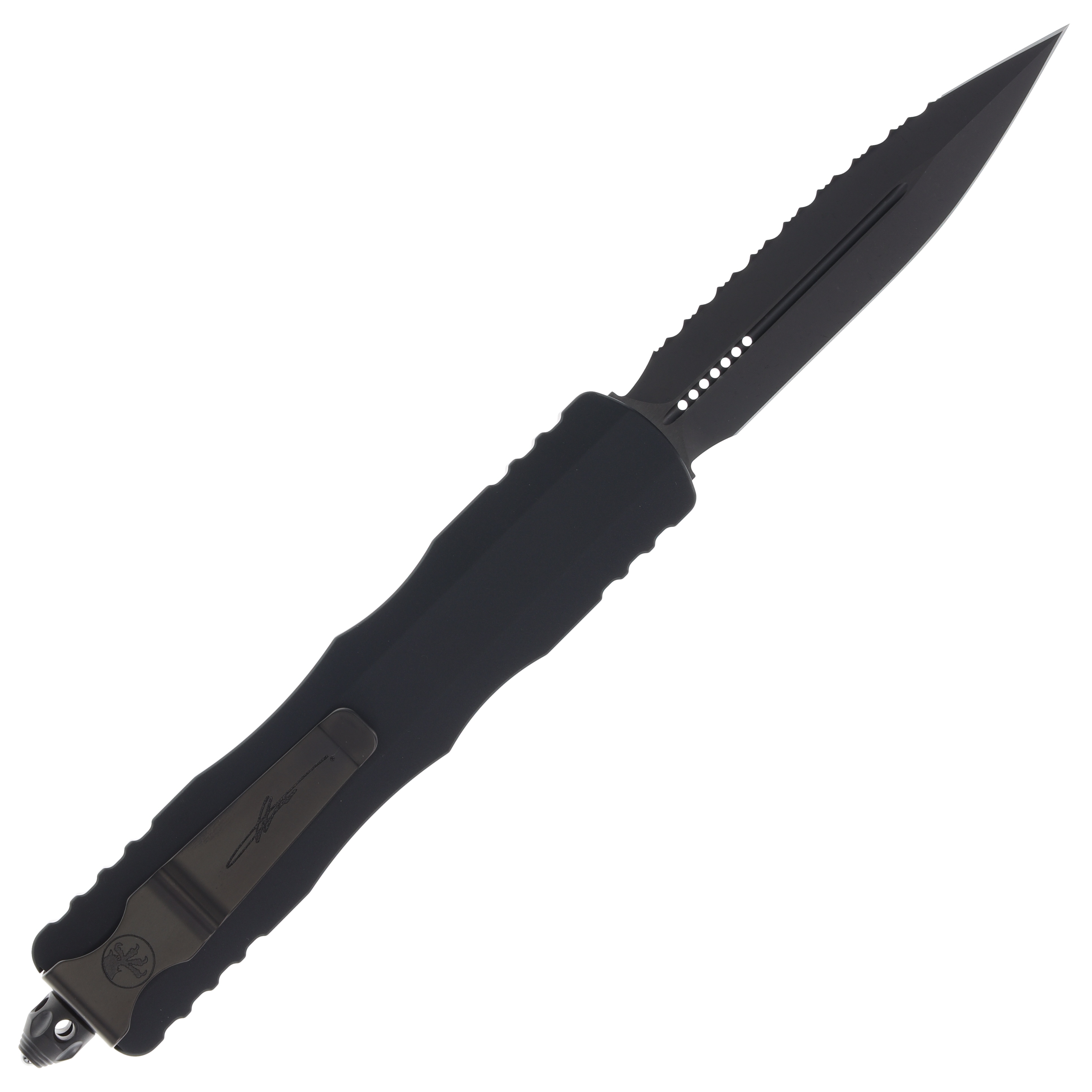 Microtech Signature Series Dirac Delta OTF Automatic Shadow Black F/S Dagger AUMT2273DLCTSH View 2