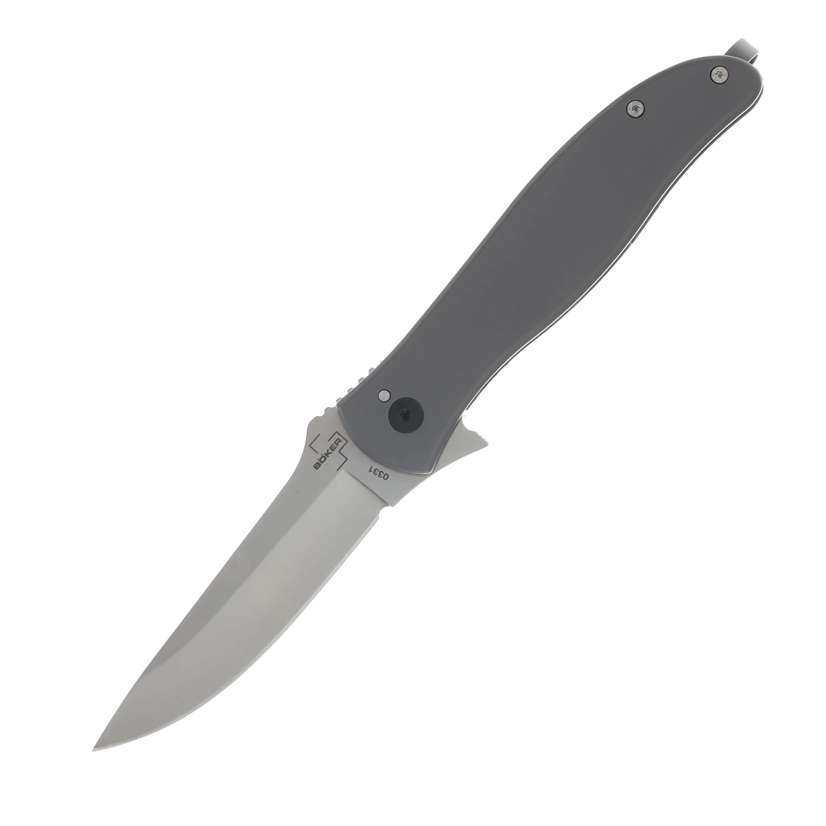 Boker Plus The Escort Gray 3.5 Inch Plain Satin Straight Back BK01BO638 View 1