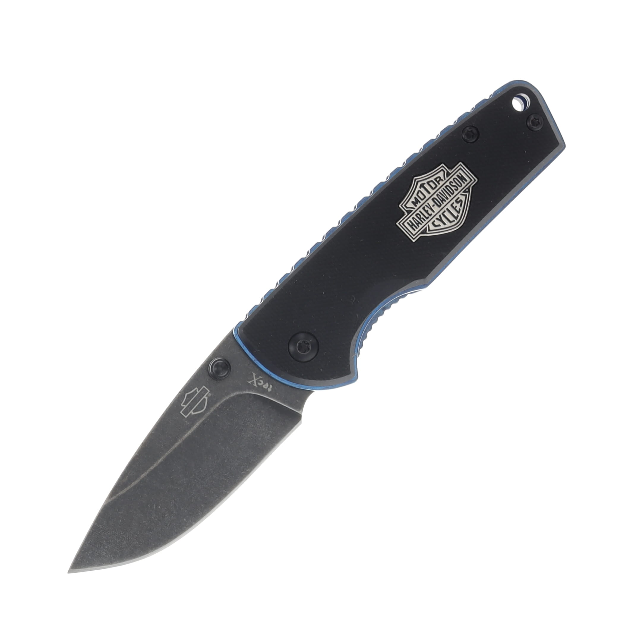 Tec-X Harley-Davidson Black Stonewash/Black G-10 Linerlock Folding Knife CA52161 View 1
