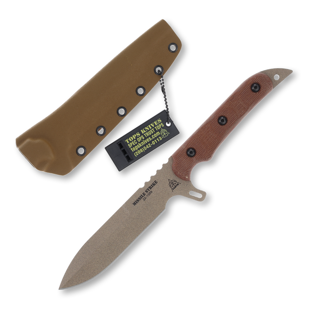 TOPS Missile Strike Fixed Blade Tan 6in Plain Coyote Tan Spear Point TPMS01 View 1
