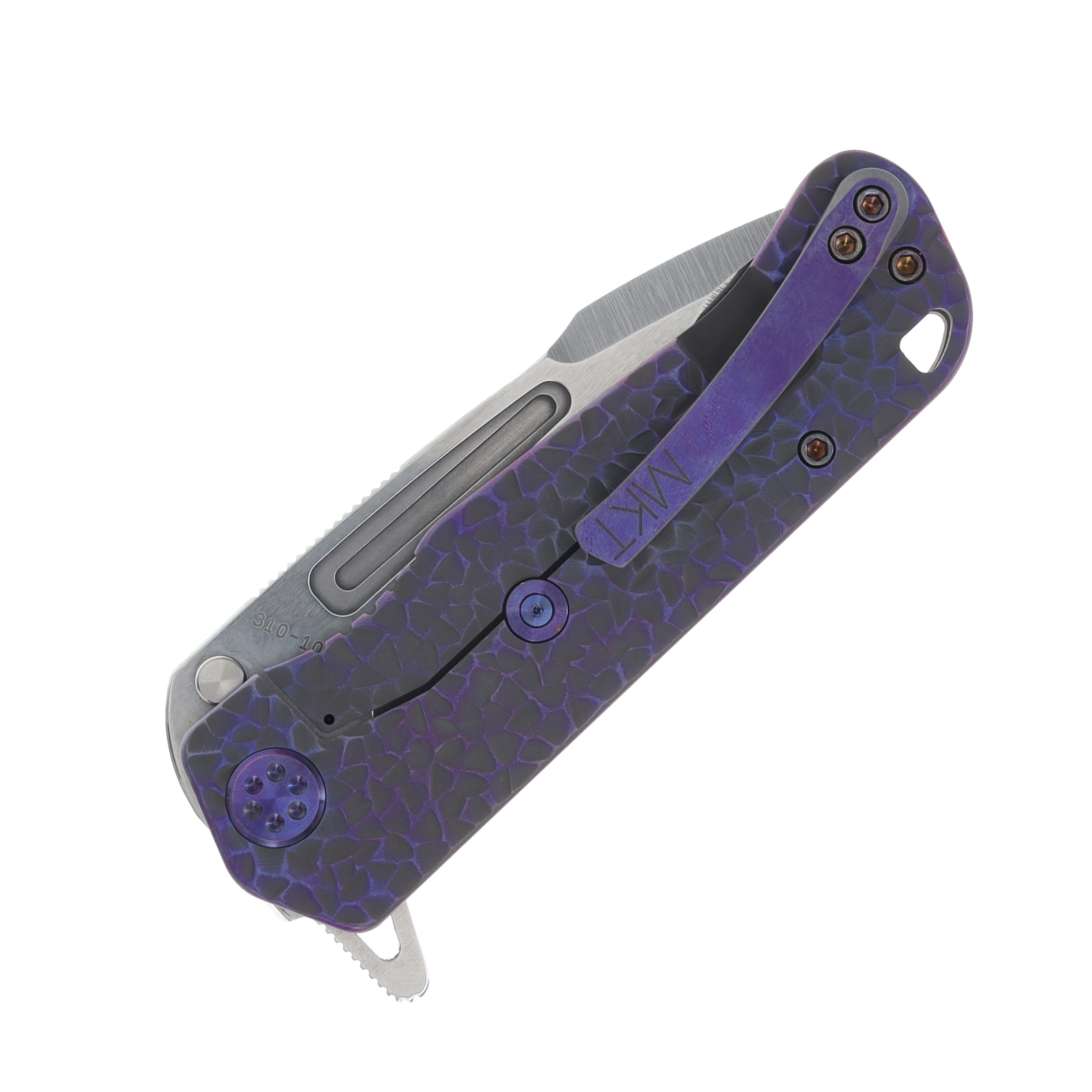 Medford Proxima 3.9in Tumbled S35VN Hammered Titanium Violet Hardware/Clip MK200STQ-02AN-T3C3-Q4 View 6