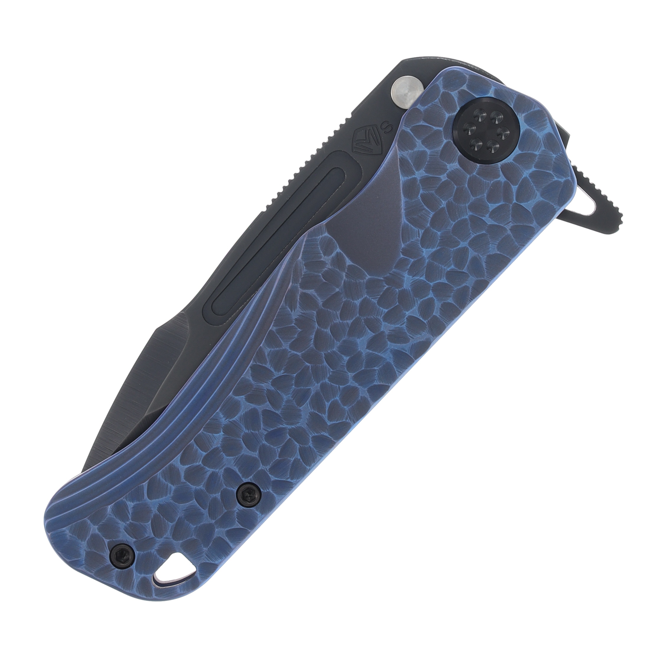 Medford Proxima 3.9in DLC S35VN Brushed Blue Peaks and Valleys PVD Hardware/Clip MK200SPQ-37A2-TPCP-Q4 View 5