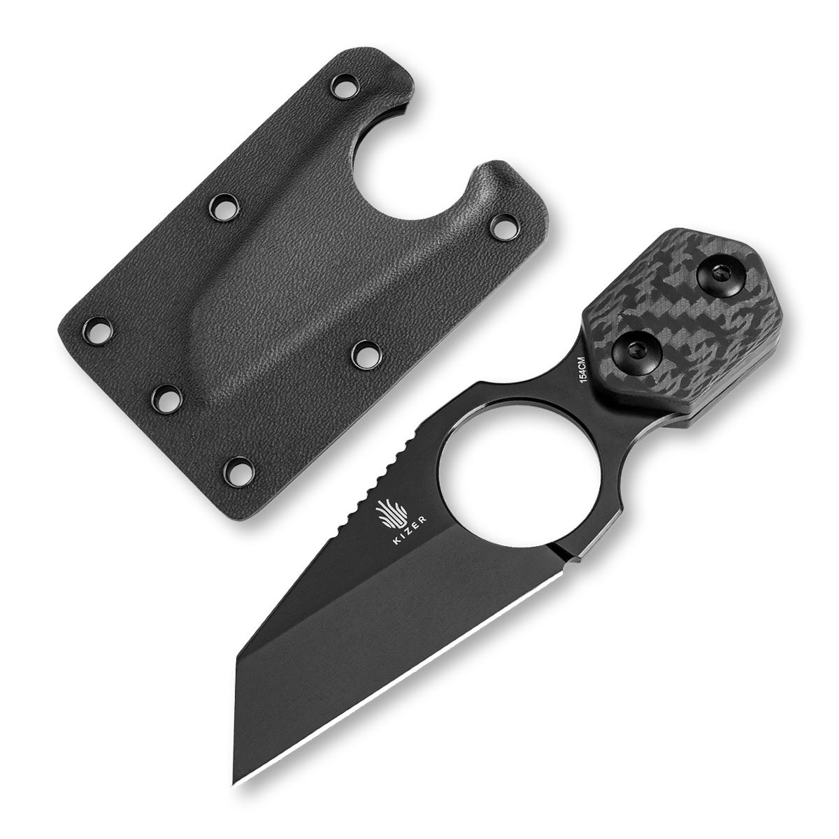 Kizer Variable Fixed Blade Neck Knife 3.41 Inch Plain Wharncliffe 1052A2 View 1