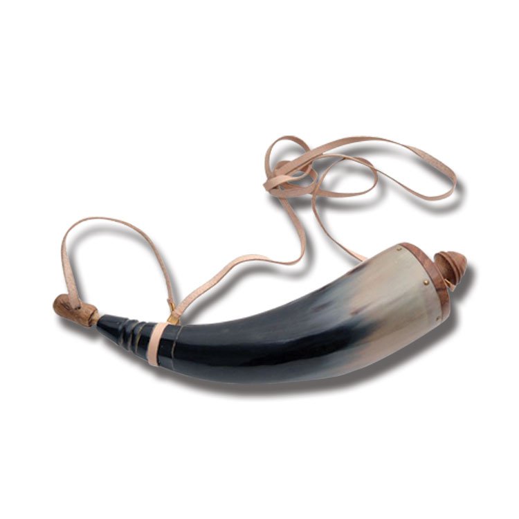 Simulated Powder Horn with Leather Sling - 10in Muzzleloader Gear 230957 View 1
