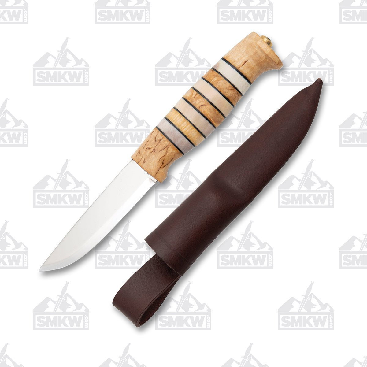 Helle Knives Arv Fixed Blade Knife Curly Birch/Staghorn/Leather HF14 View 1