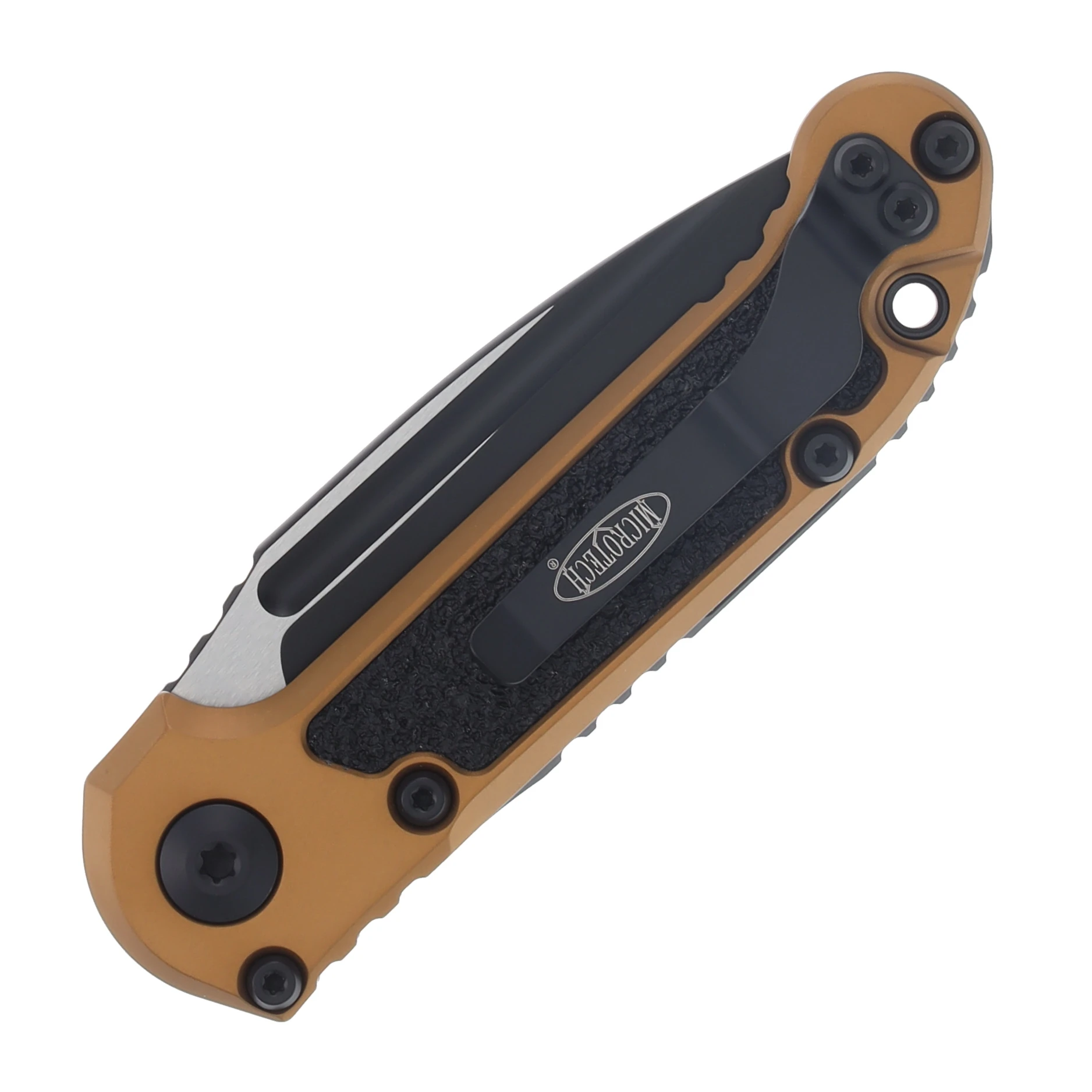 Microtech 3.5in 2023 LUDT Gen III Black Blade Tan Handle AUMT11351TA View 3