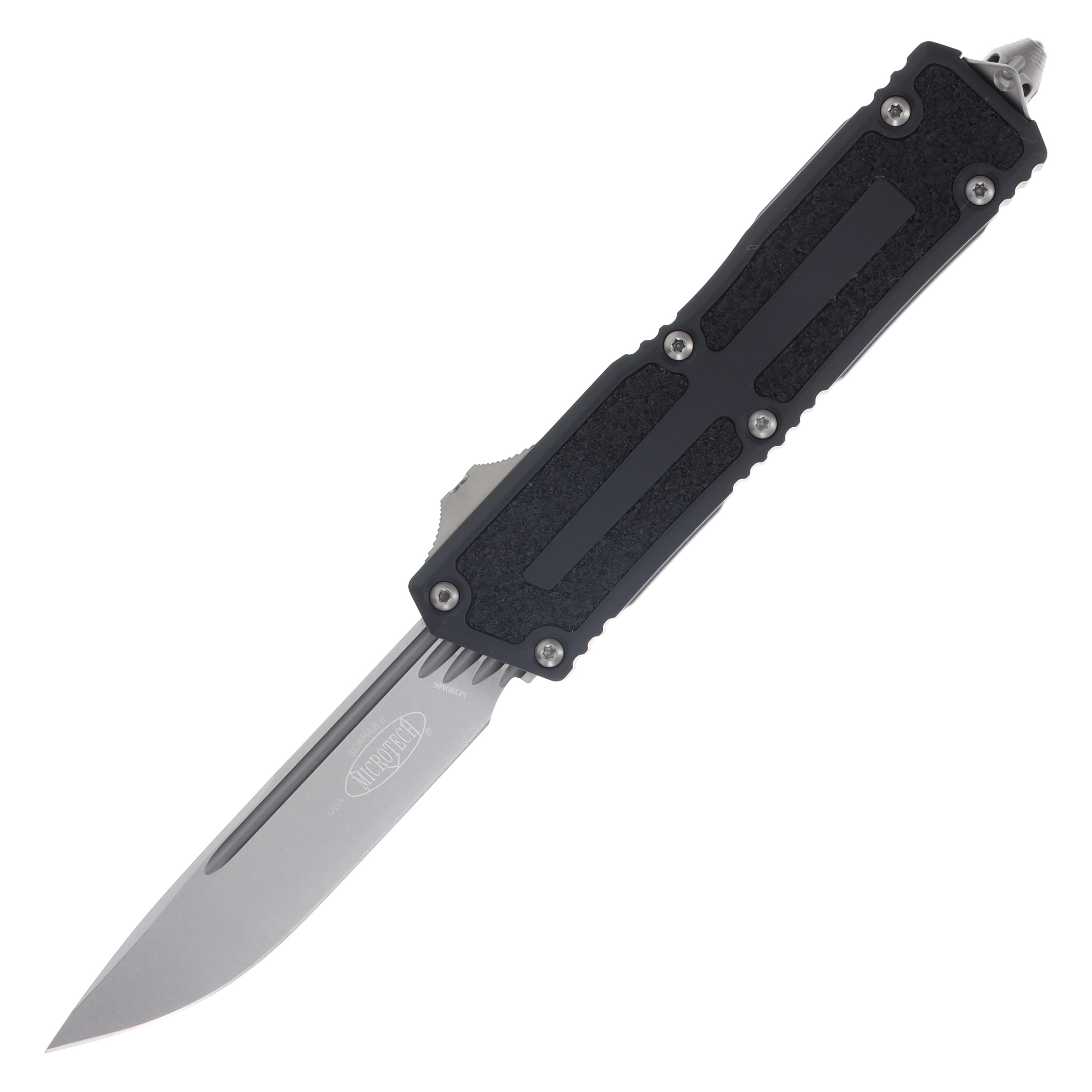Microtech Scarab II 2023 Automatic 3.9 Inch Plain Stonewash Drop Point AUMT127810 View 1