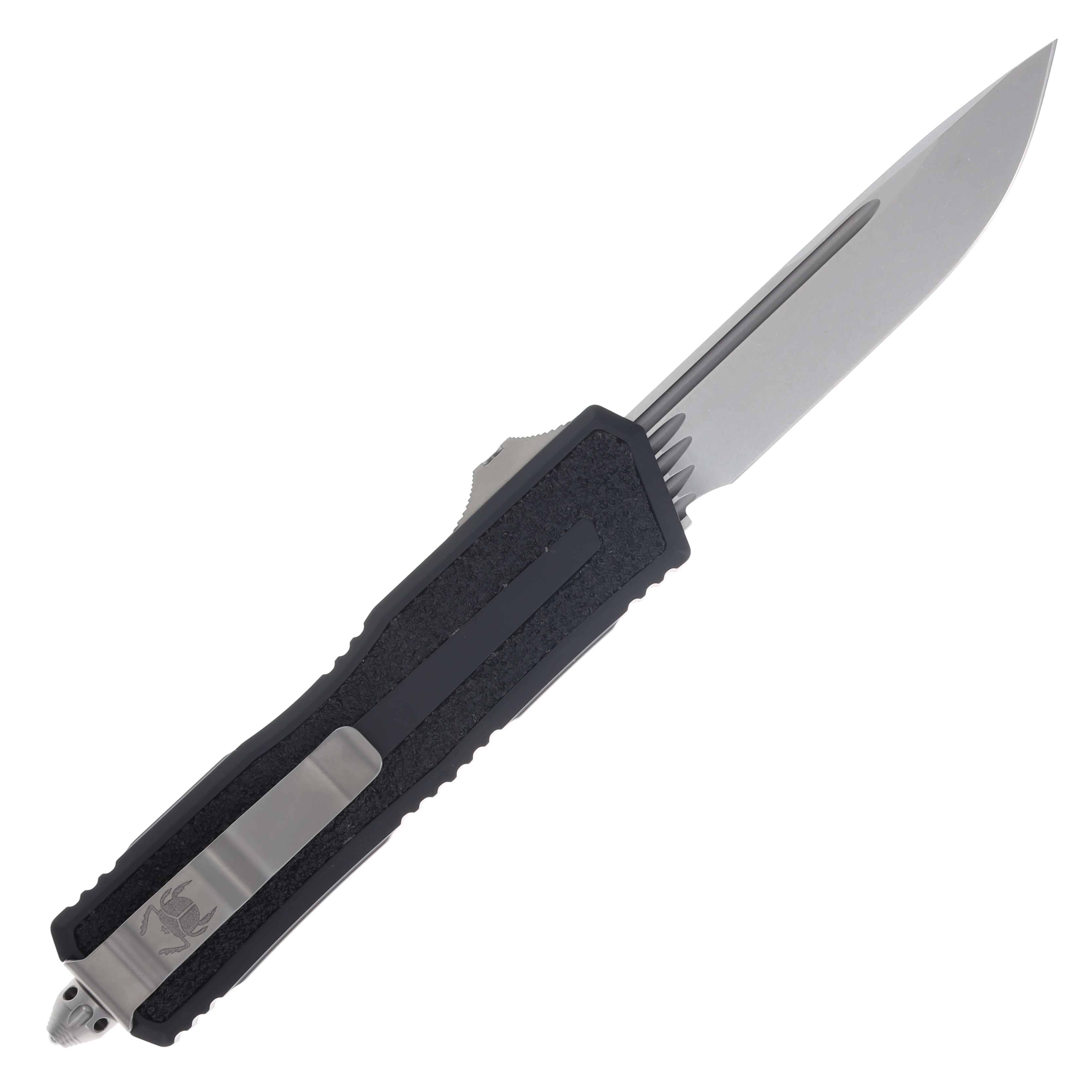 Microtech Scarab II 2023 Automatic 3.9 Inch Plain Stonewash Drop Point AUMT127810 View 2