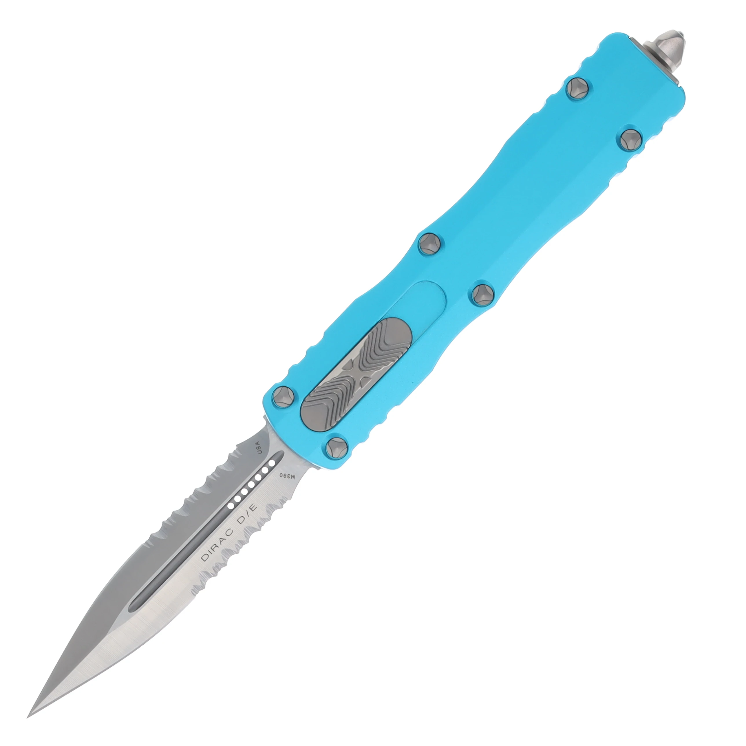 Microtech Dirac OTF Automatic Knife Satin Half Serrated Dagger/Turquoise AUMT2255TQ View 1