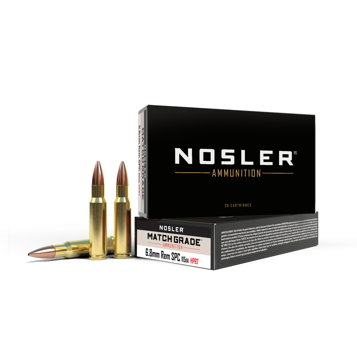 Nosler Match Grade 6.8mm SPC 115gr Custom Competition HPBT 20rd Box NOS75035 View 1
