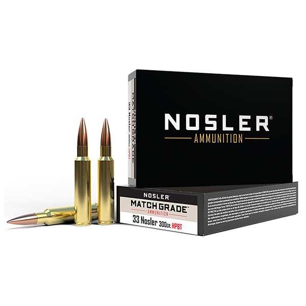 Nosler Match Grade 33 Nosler Rifle Ammunition 20 Rounds Brass Centerfire 300 Grain Custom Competition Hollow Point Boat Tail NOS60031 View 1