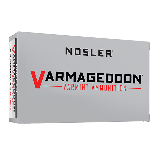 Nosler Varmageddon 6.5mm Grendel Rifle Ammunition 20 Rounds Brass Centerfire 90 Grain Flat Base Tipped NOS65182 View 1